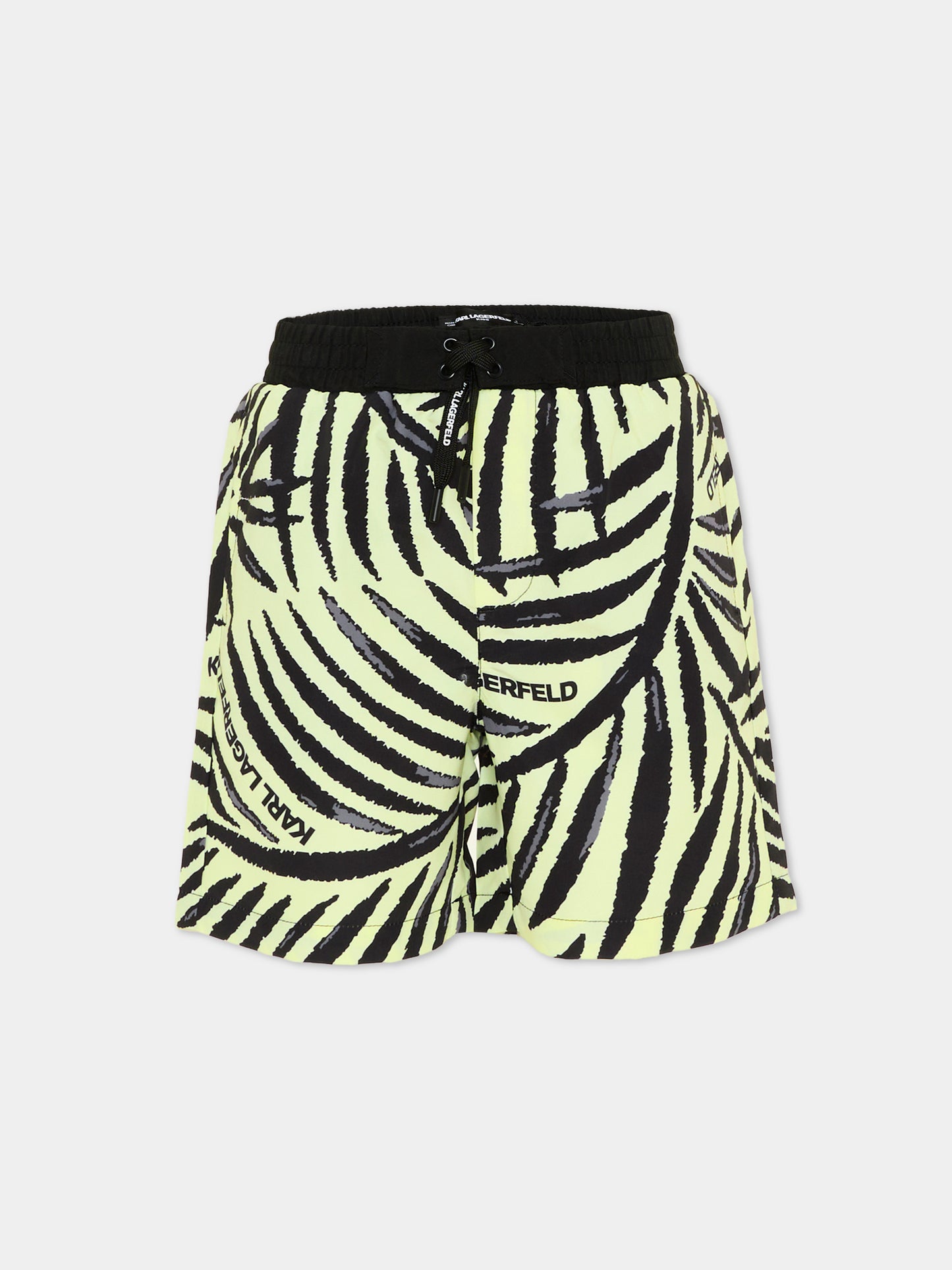 Boxer mare giallo per bambino con stampa foglie,Karl Lagerfeld Kids,Z31078 556