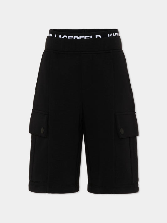 Shorts nero per bambino con logo,Karl Lagerfeld Kids,Z31083 09B