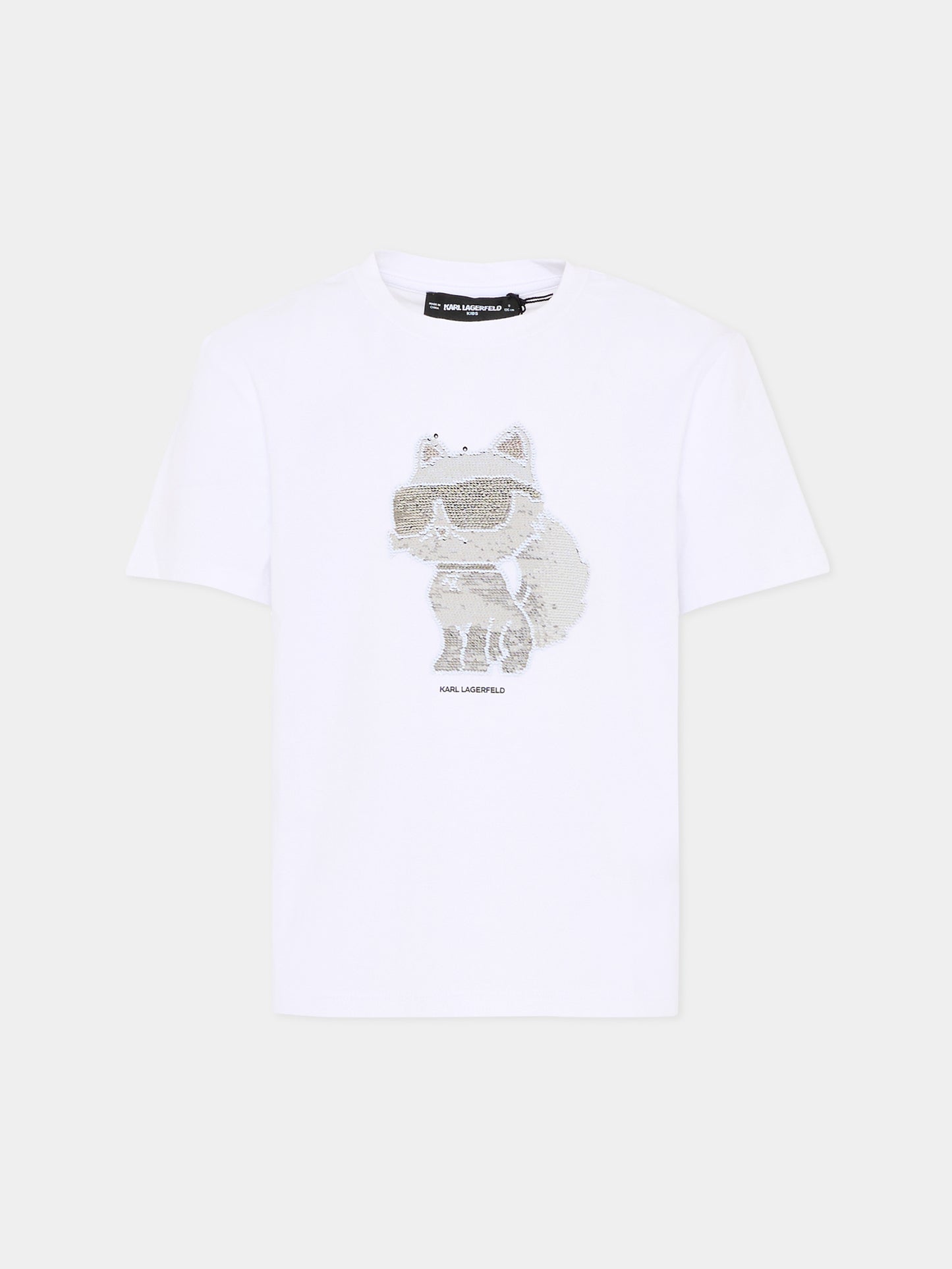T-Shirt bianca per bambina con Choupette,Karl Lagerfeld Kids,Z31153 10P