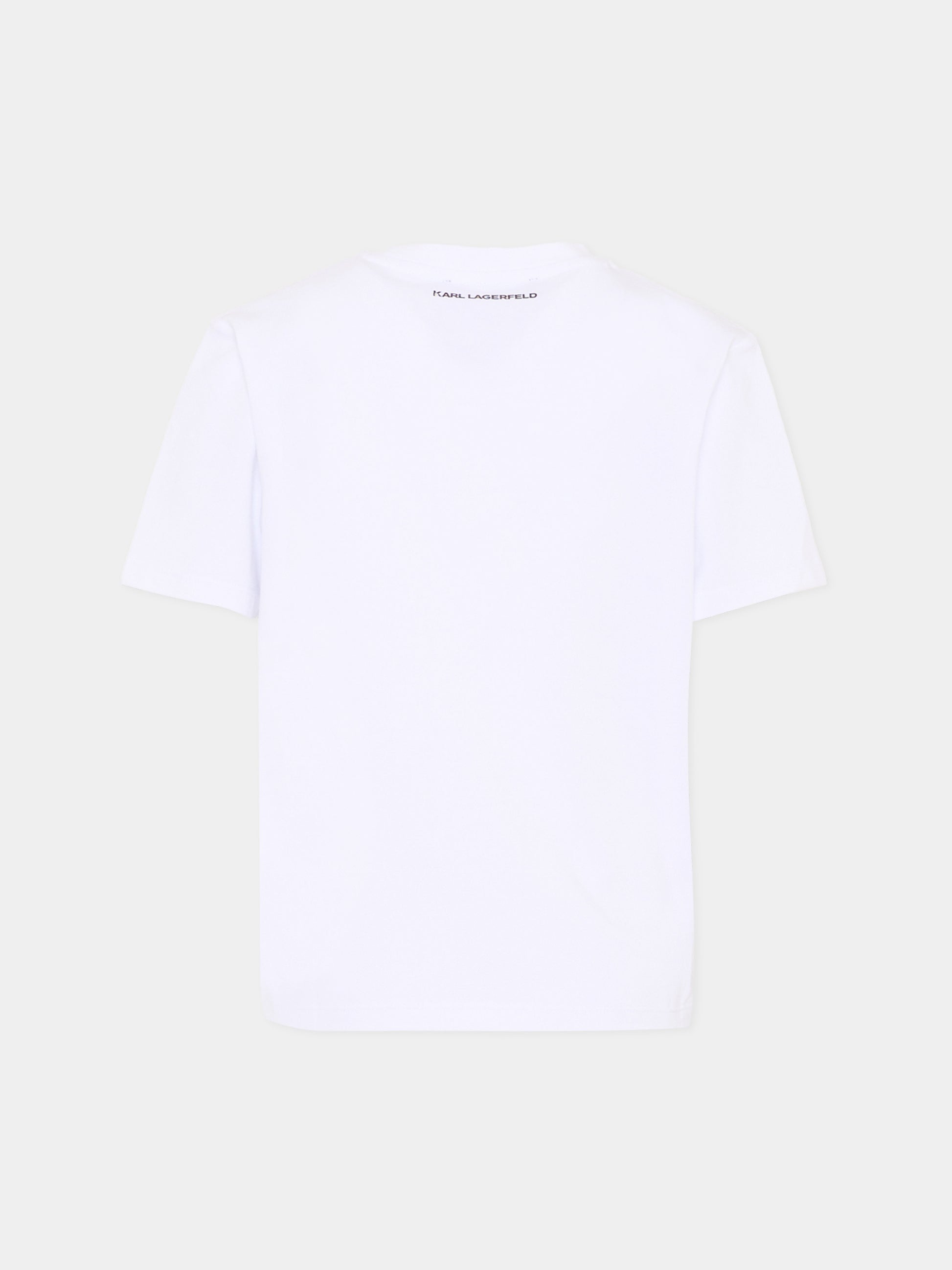 T-Shirt bianca per bambina con Choupette,Karl Lagerfeld Kids,Z31153 10P