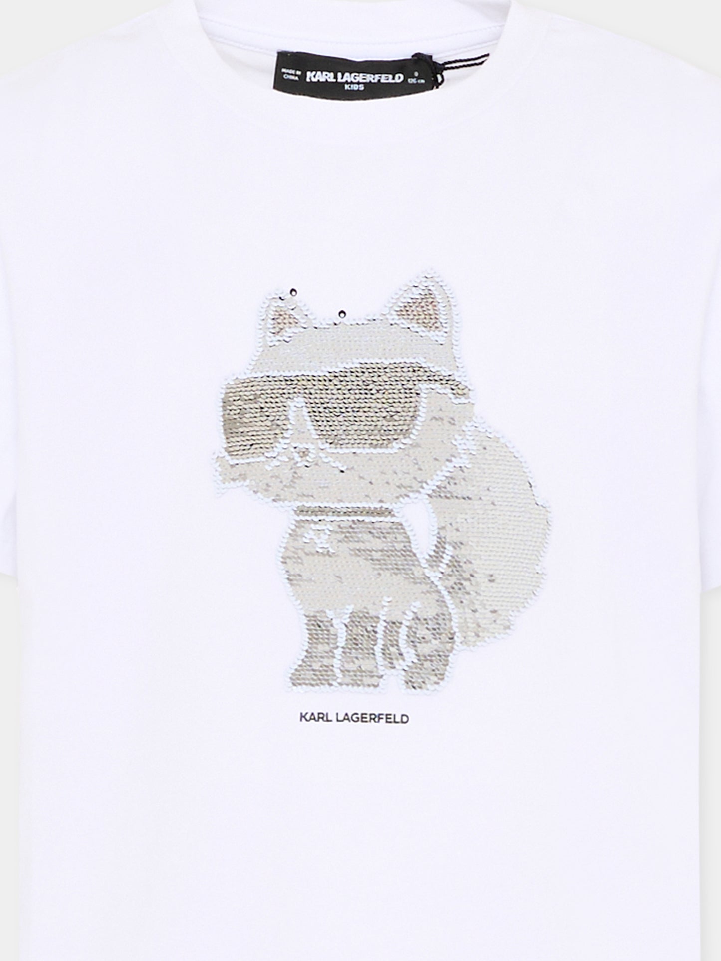 T-Shirt bianca per bambina con Choupette,Karl Lagerfeld Kids,Z31153 10P