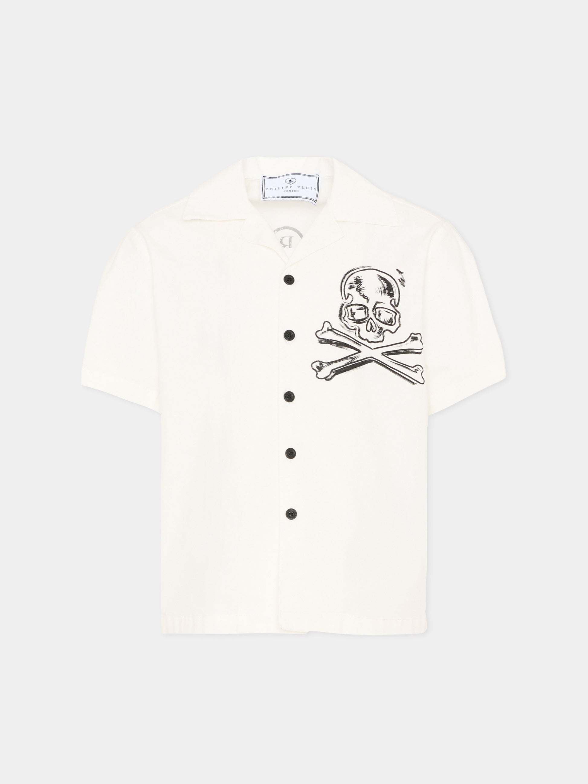 Camicia bianca per bambino con teschio,Philipp Plein Junior,S6PHJBSI253 002