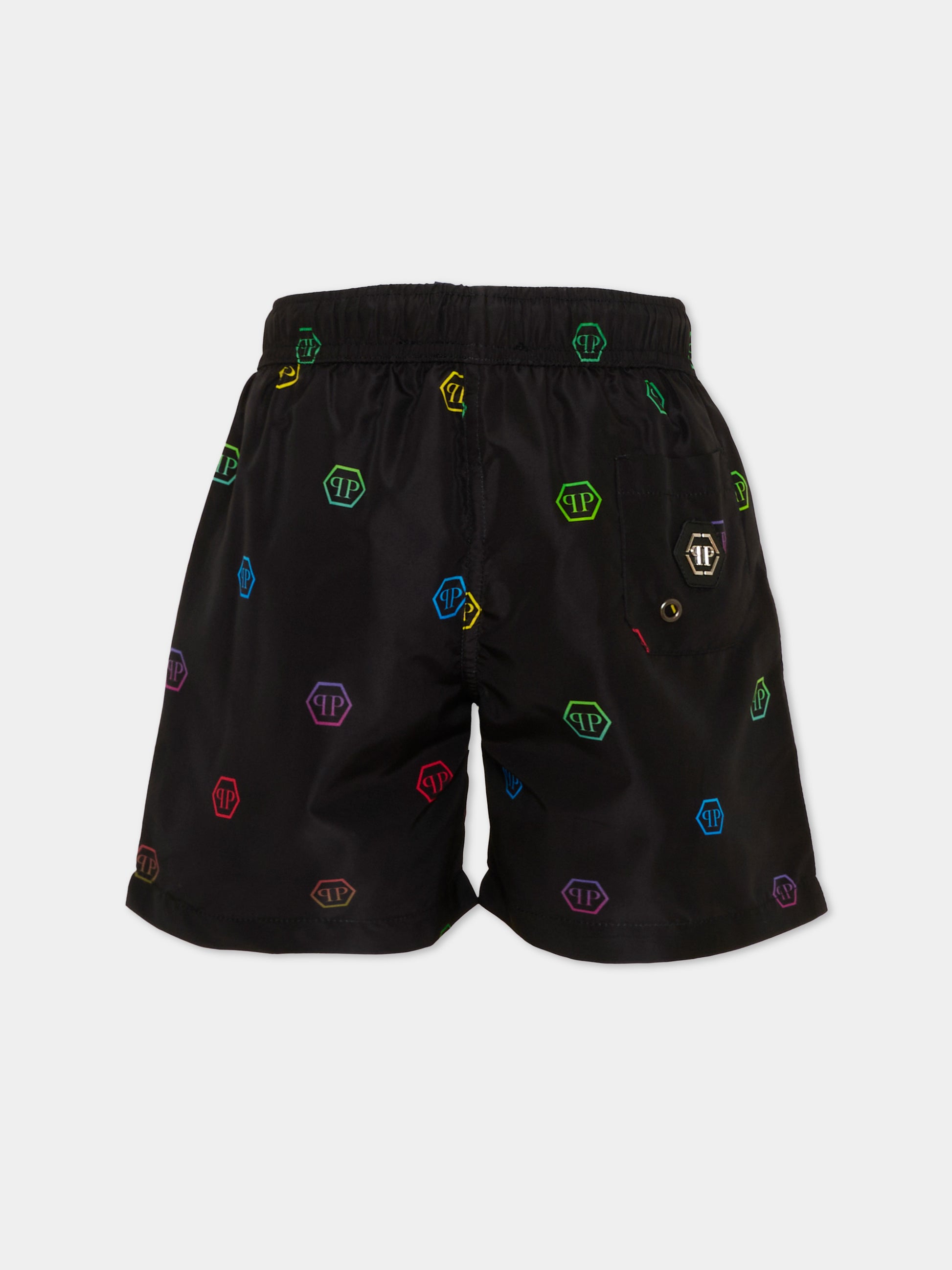 Boxer mare nero per bambino logo multicolor,Philipp Plein Junior,S6PHJBSS240 110