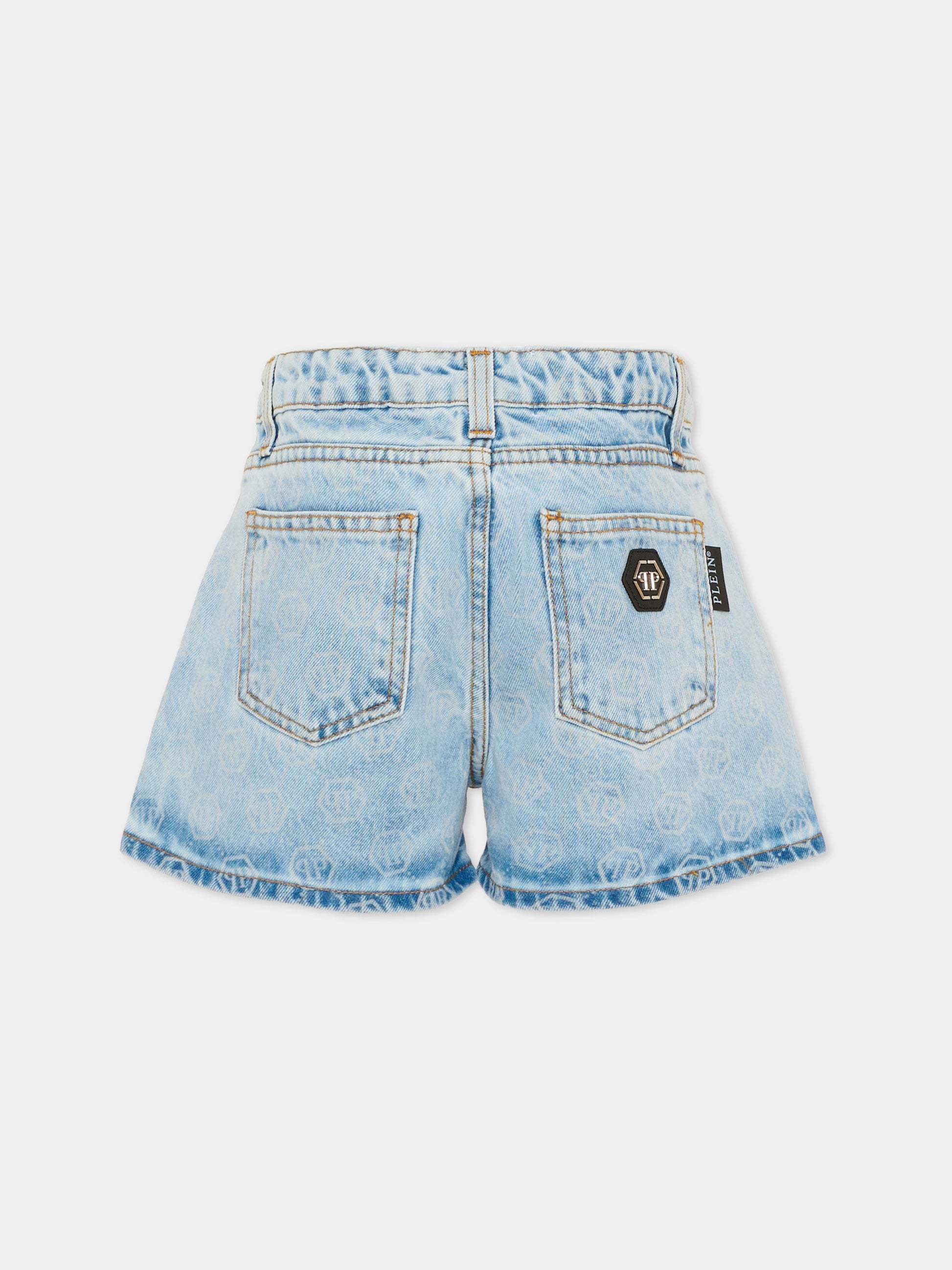 Shorts denim per bambina con logo,Philipp Plein Junior,S6PHJGSH197 126