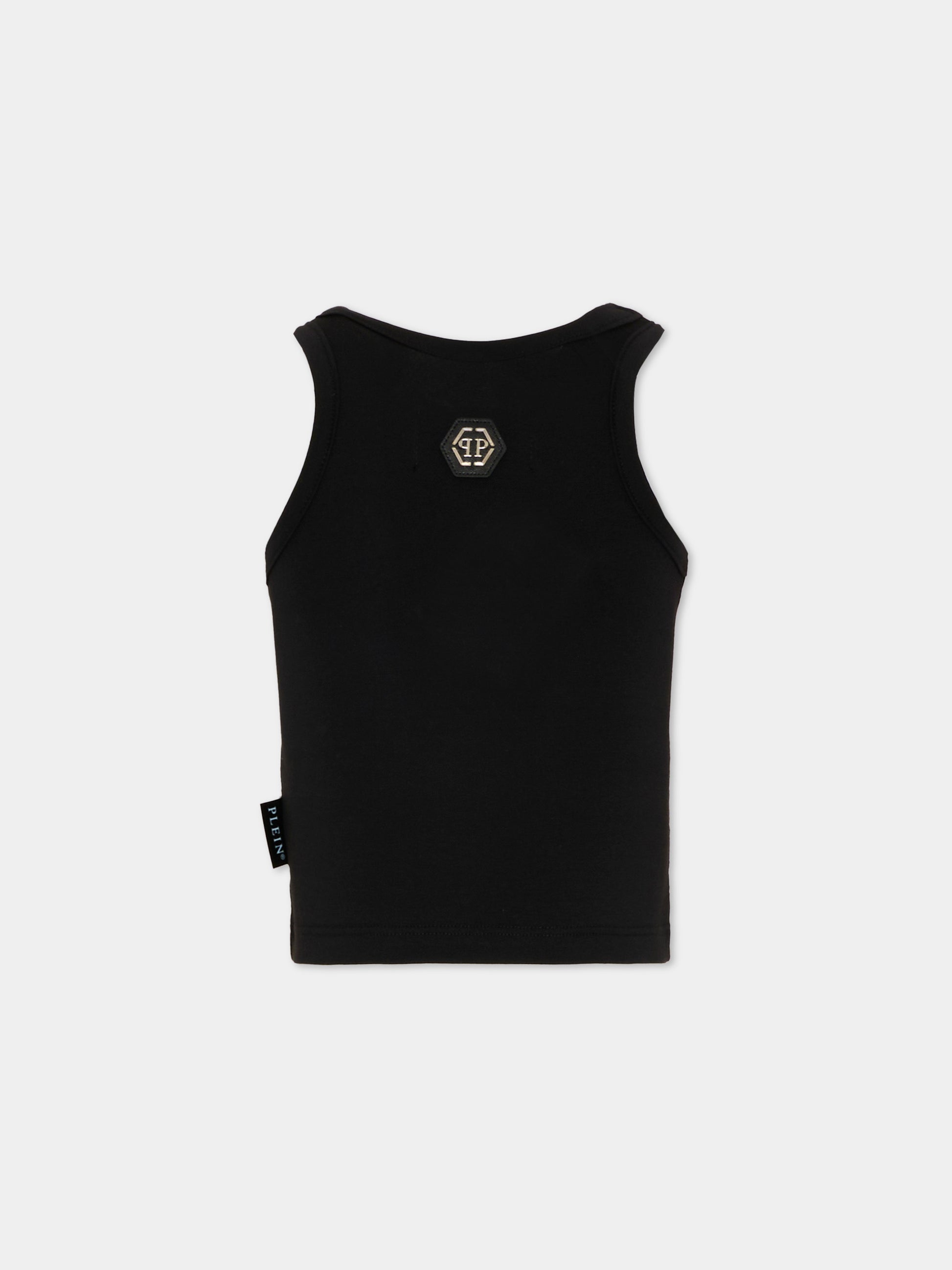 Top nero per bambina con orsetto,Philipp Plein Junior,S6PHJGTA163 110