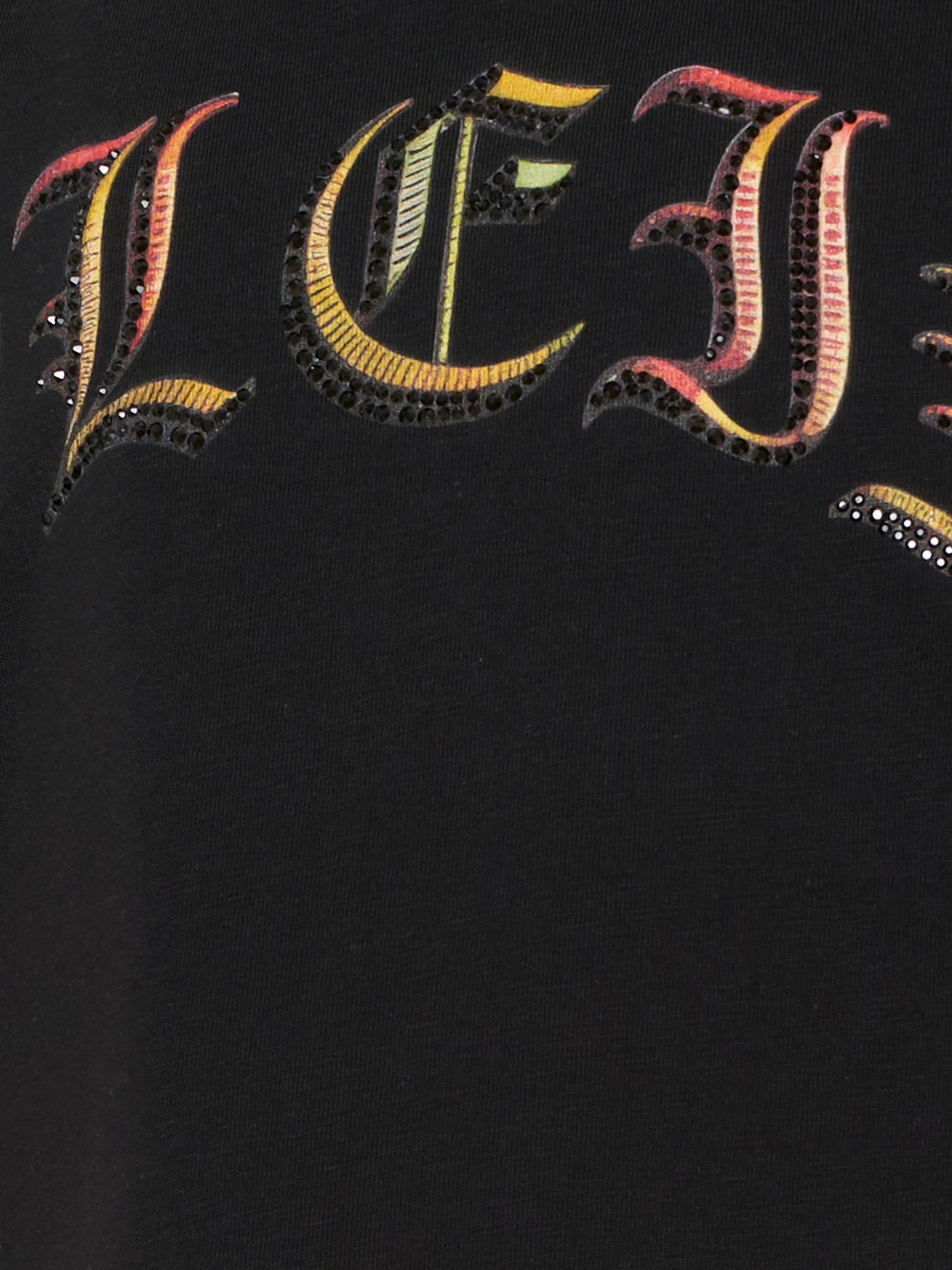 T-shirt crop nera per bambina con logo,Philipp Plein Junior,S6PHJGTH148 110