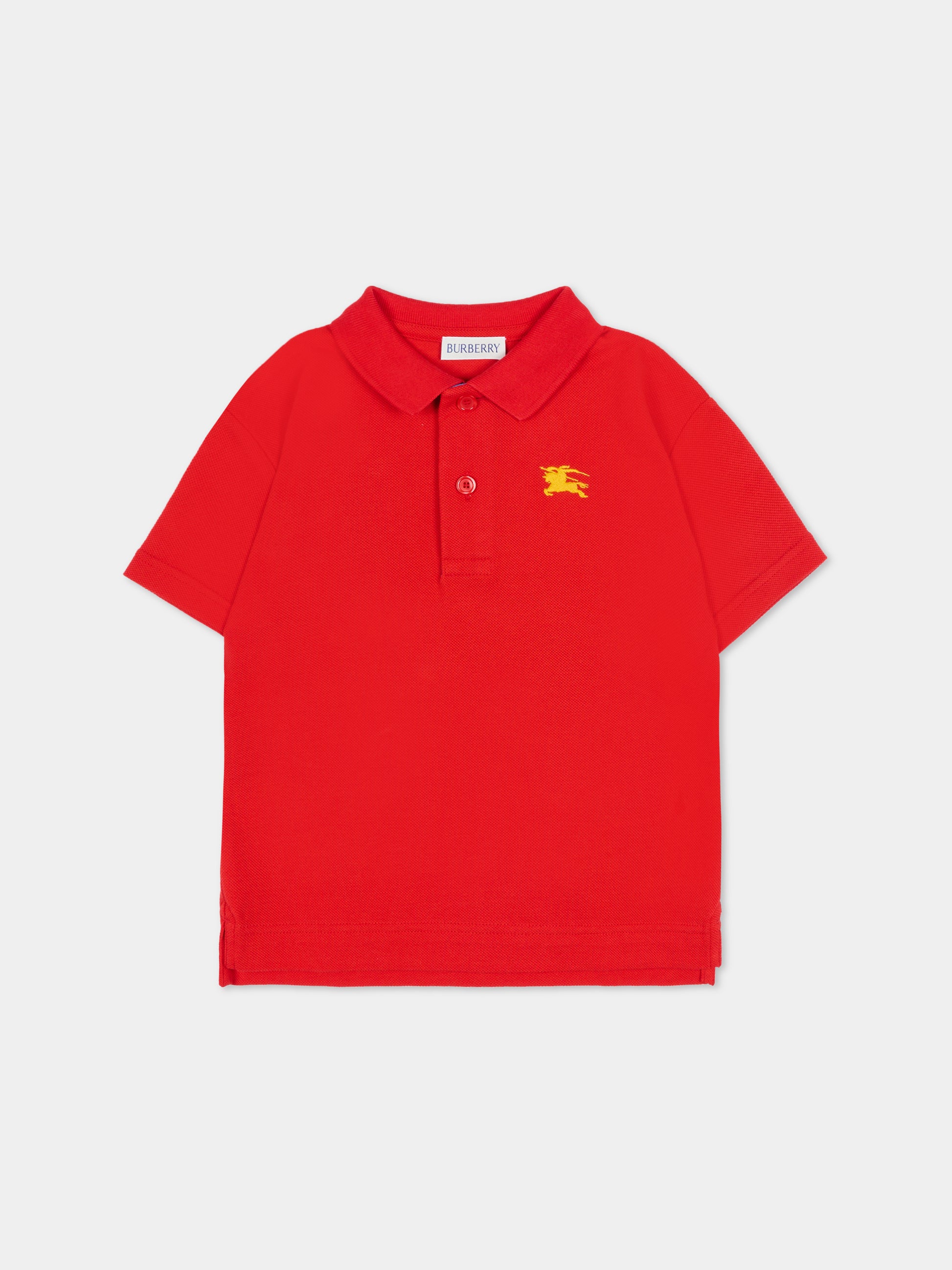 Polo rossa per bambino con cavaliere equestre,Burberry Kids,8121357 B7308