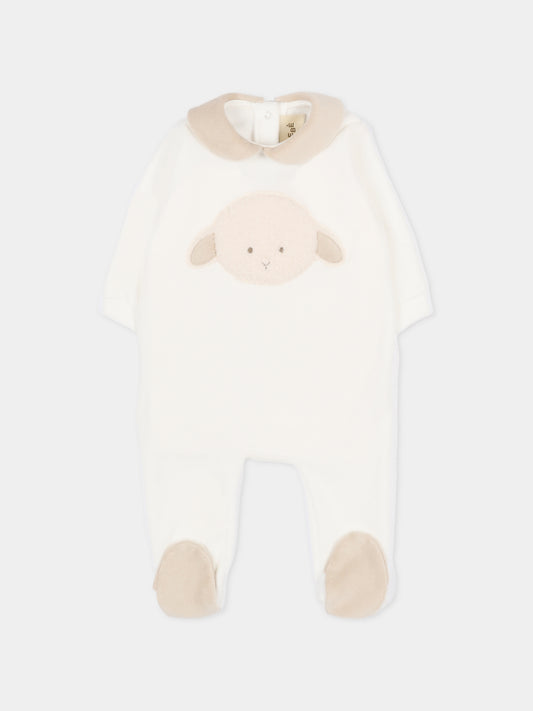 Tutina bianca per neonati con agnellino,Le Boo Beebè,CB011 2021
