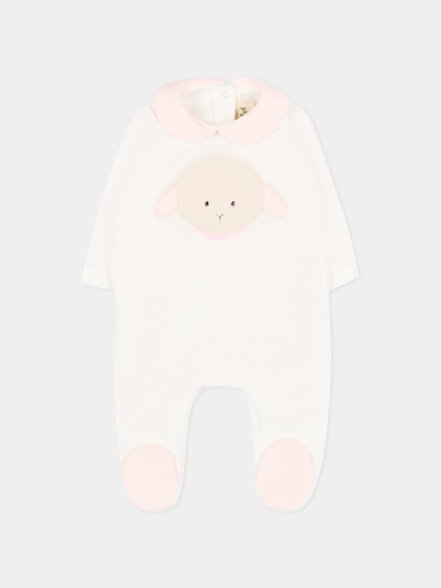 Tutina bianca per neonata con agnellino e collana,Le Boo Beebè,CB011 2030