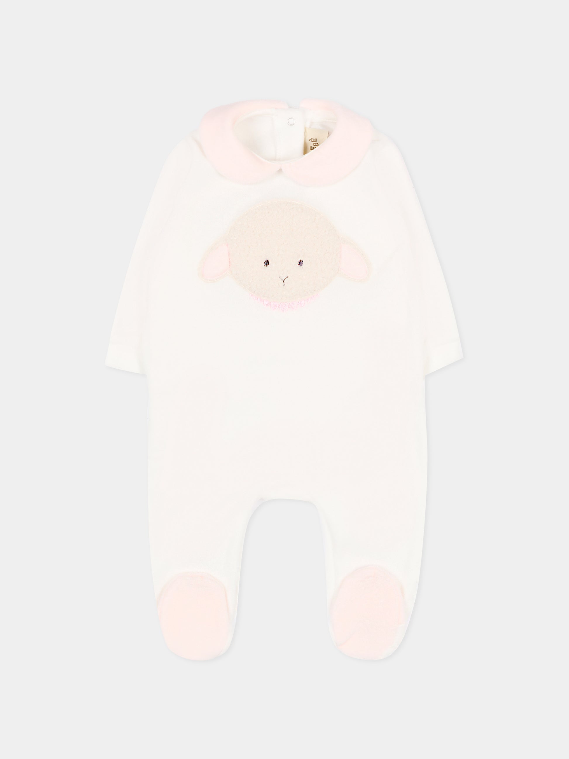 Tutina bianca per neonata con agnellino e collana,Le Boo Beebè,CB011 2030