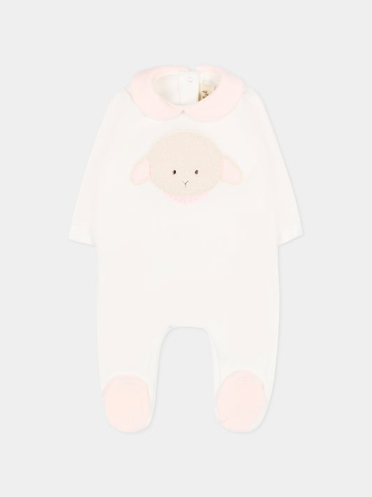 Tutina bianca per neonata con agnellino e collana,Le Boo Beebè,CB011 2030