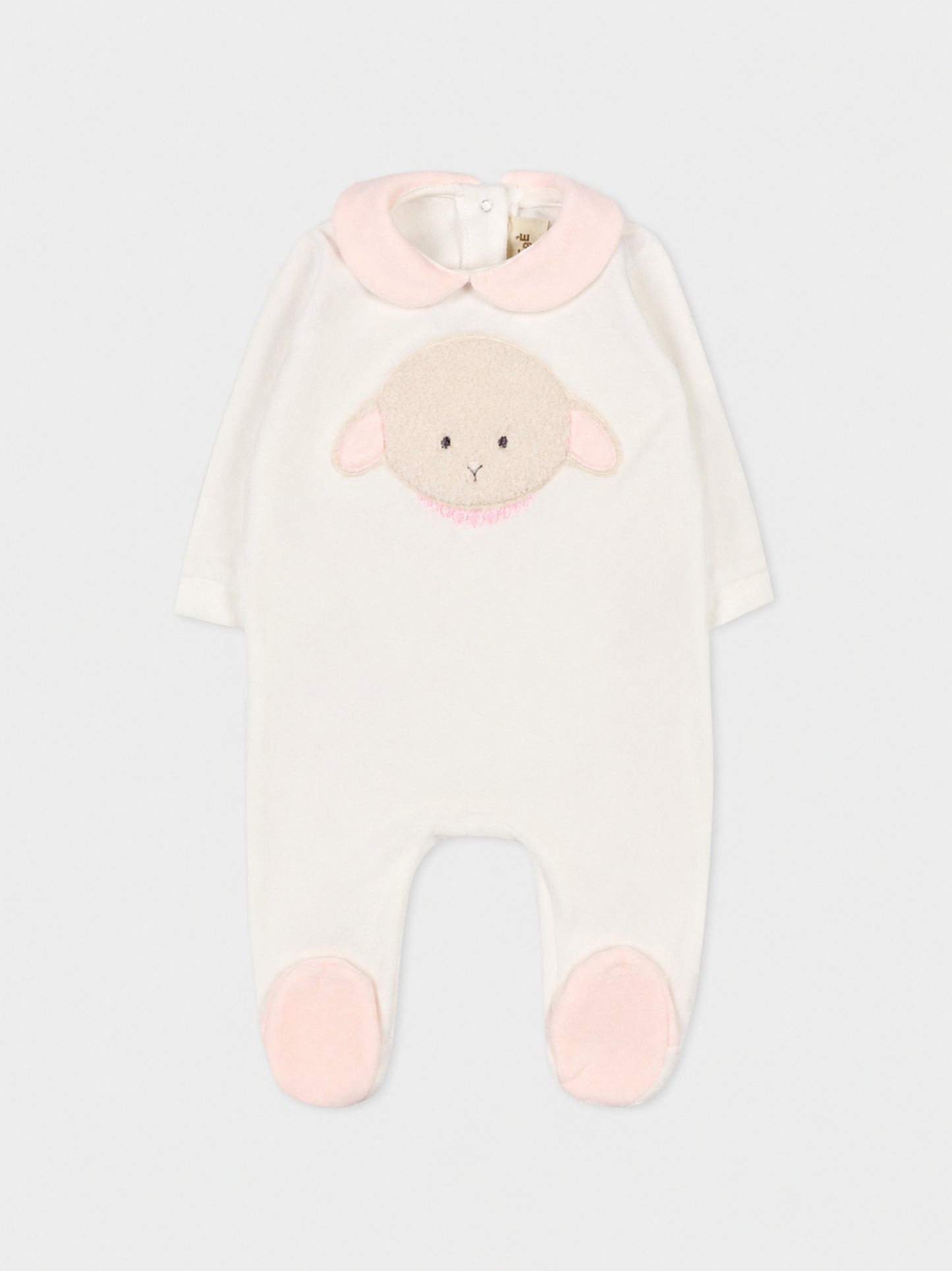 Tutina bianca per neonata con agnellino e collana,Le Boo Beebè,CB011 2030