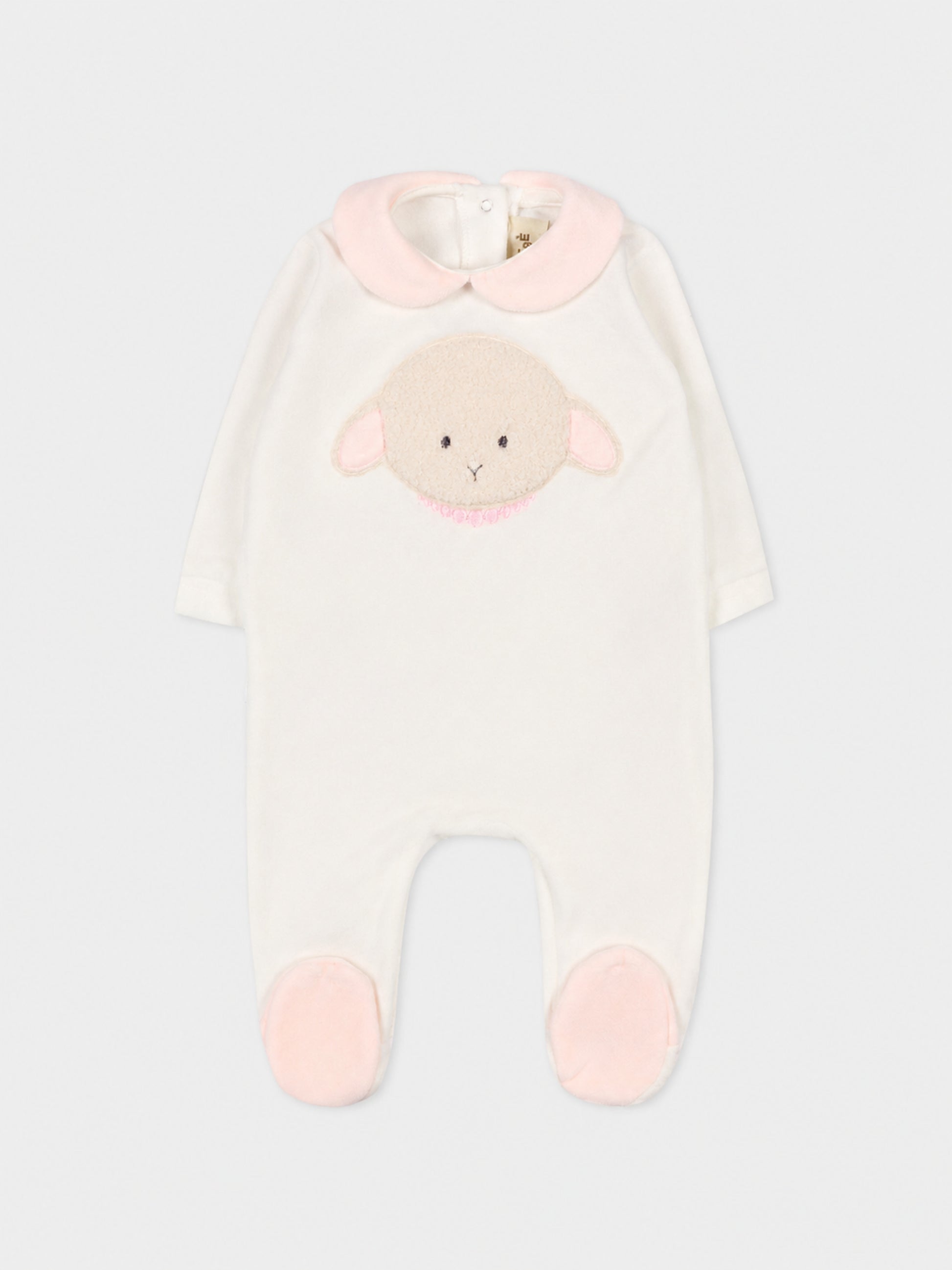 Tutina bianca per neonata con agnellino e collana,Le Boo Beebè,CB011 2030