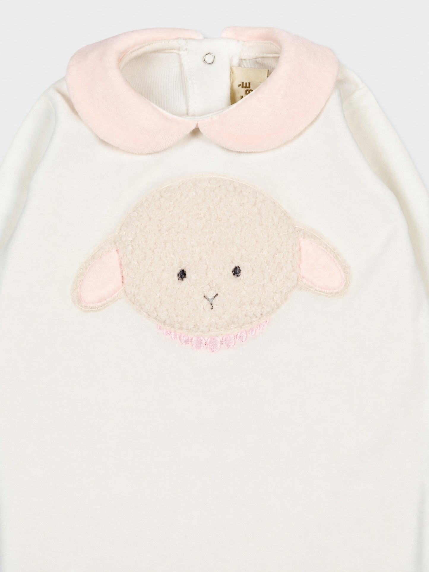 Tutina bianca per neonata con agnellino e collana,Le Boo Beebè,CB011 2030