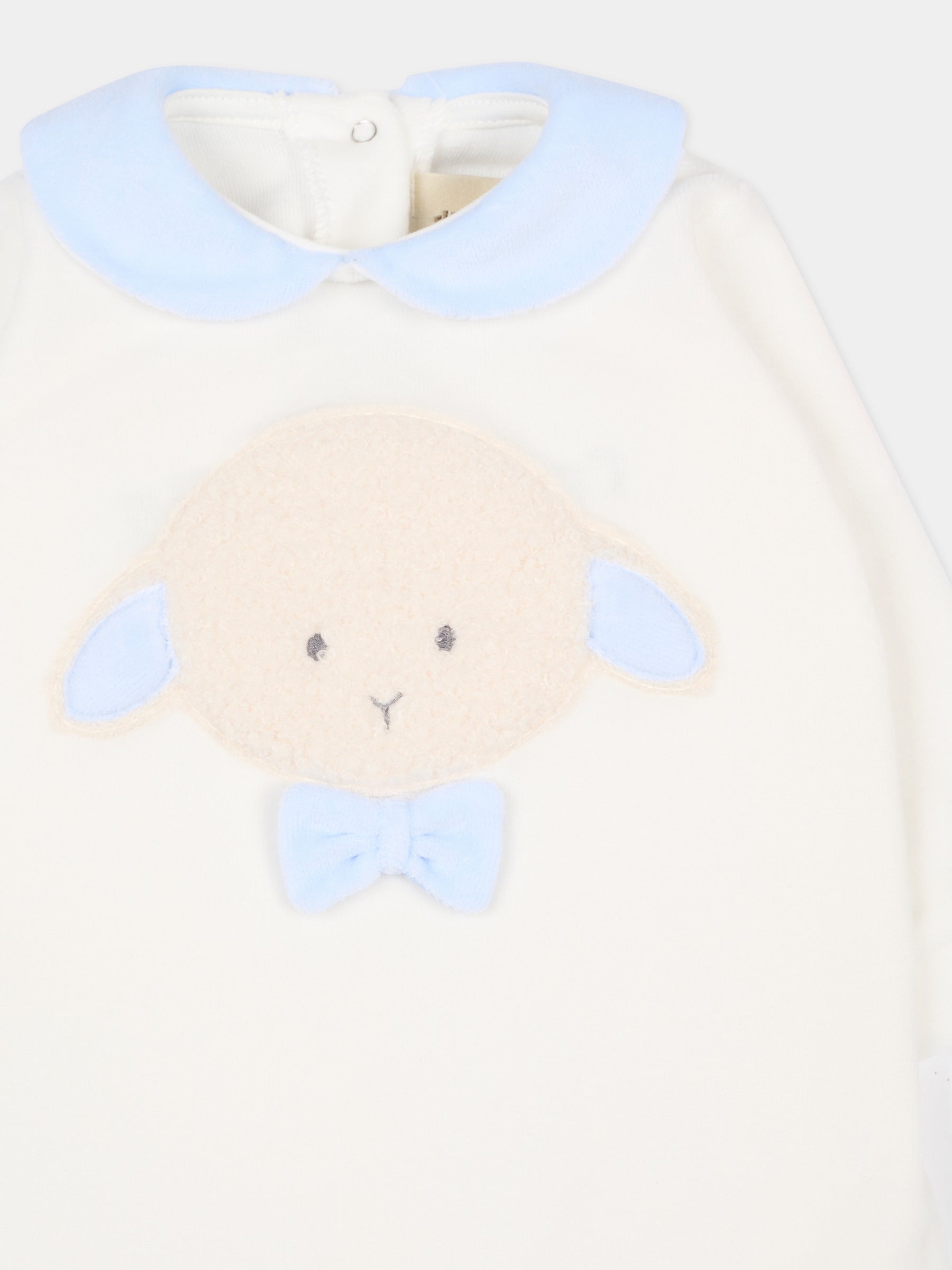 Tutina bianca per neonato con agnellino e papillon,Le Boo Beebè,CB011 2040