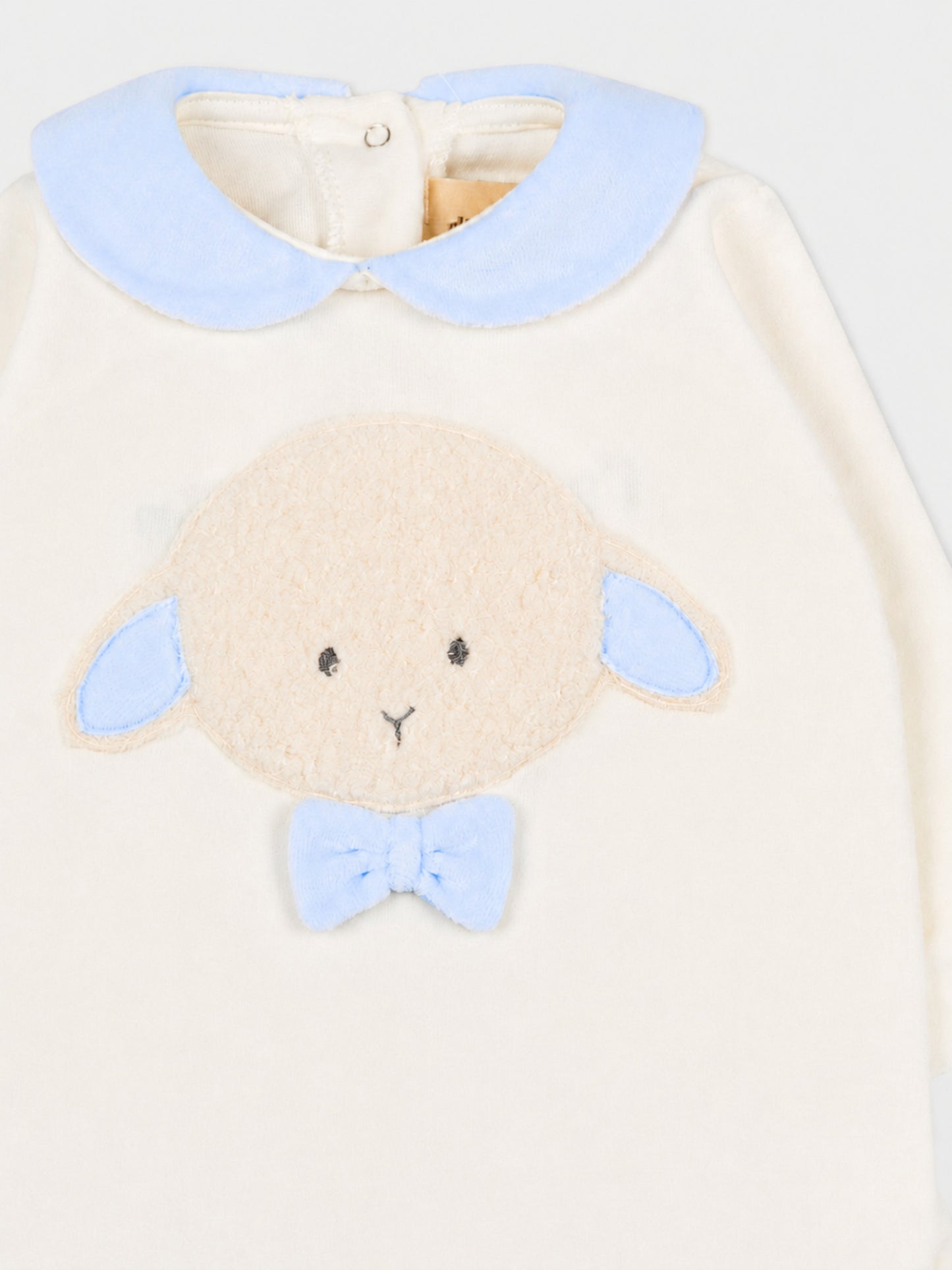 Tutina bianca per neonato con agnellino e papillon,Le Boo Beebè,CB011 2040