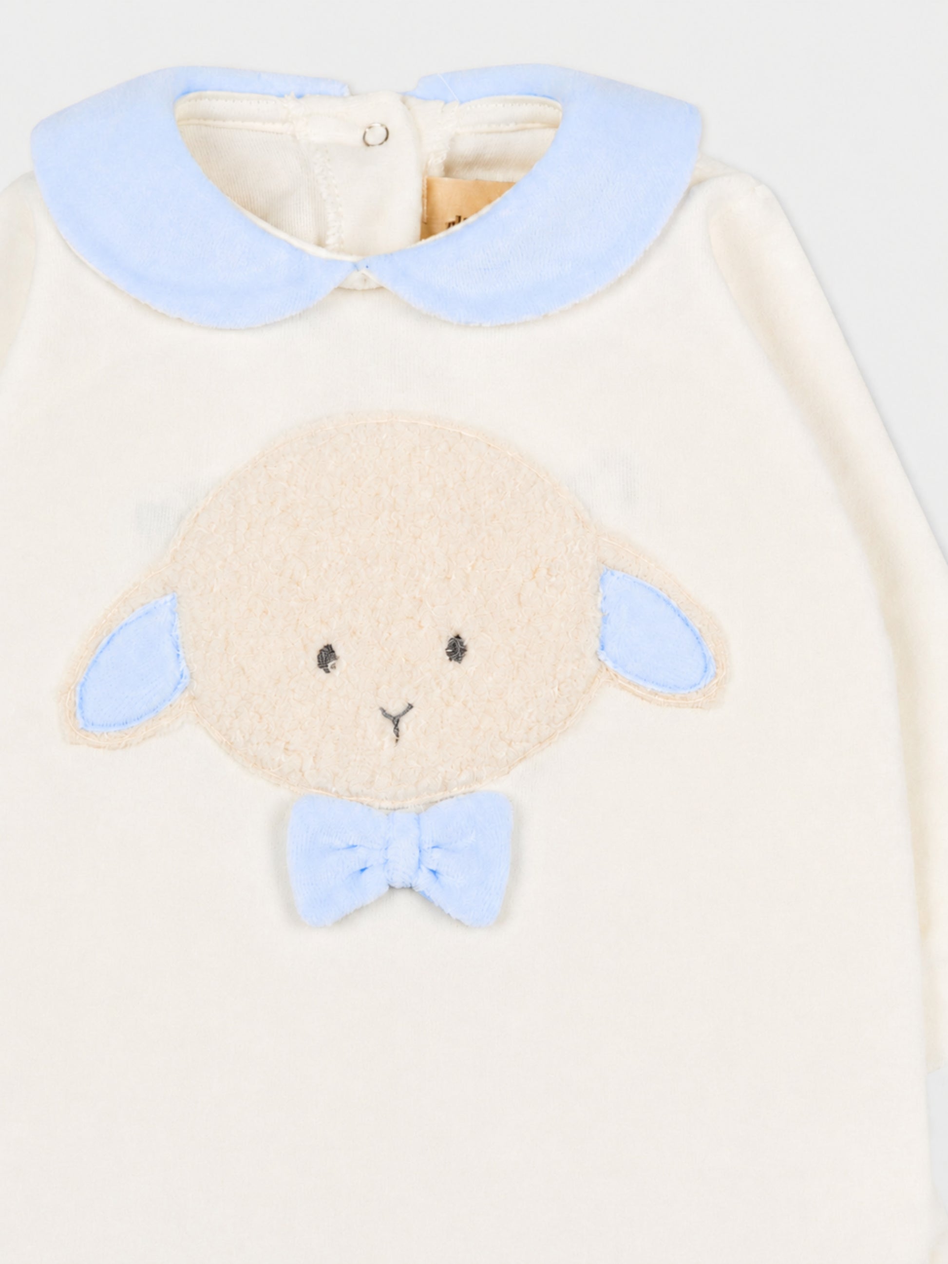 Tutina bianca per neonato con agnellino e papillon,Le Boo Beebè,CB011 2040