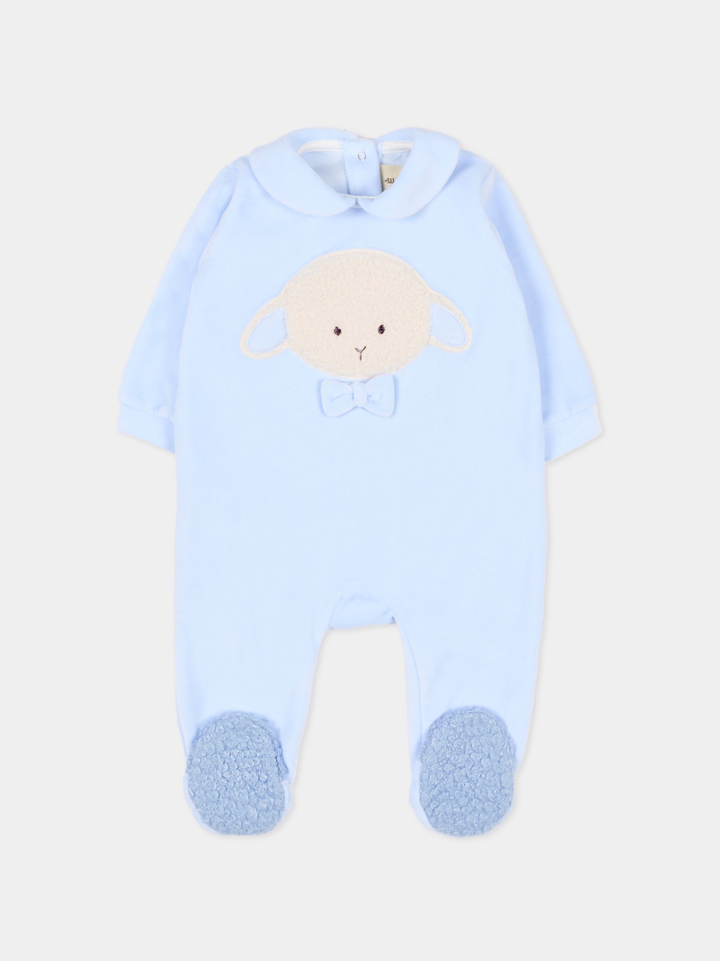 Tutina celeste per neonato con agnellino e papillon,Le Boo Beebè,CB011 40