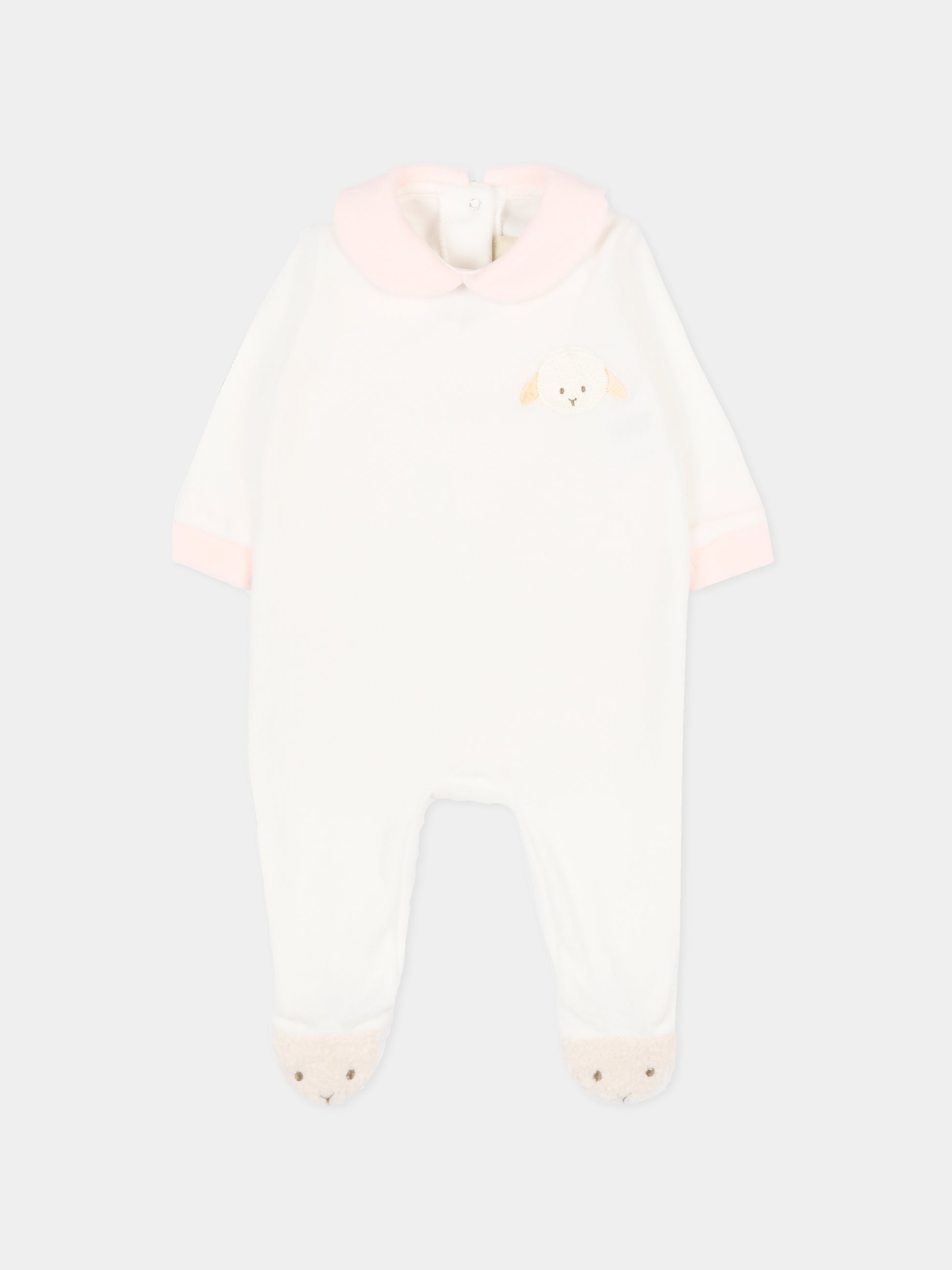 Tutina bianca per neonata con agnellino,Le Boo Beebè,CB012 2030