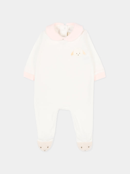 Tutina bianca per neonata con agnellino,Le Boo Beebè,CB012 2030