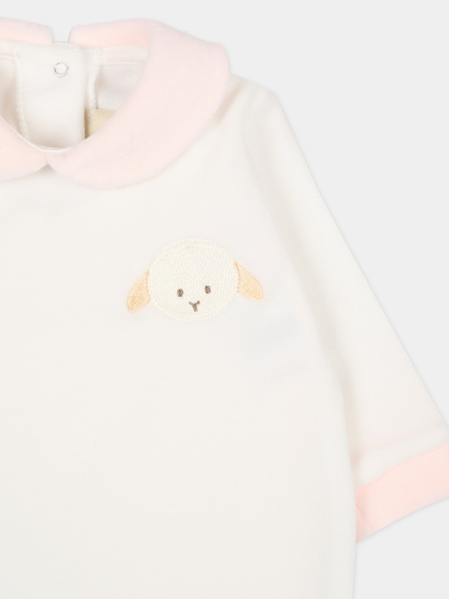 Tutina bianca per neonata con agnellino,Le Boo Beebè,CB012 2030