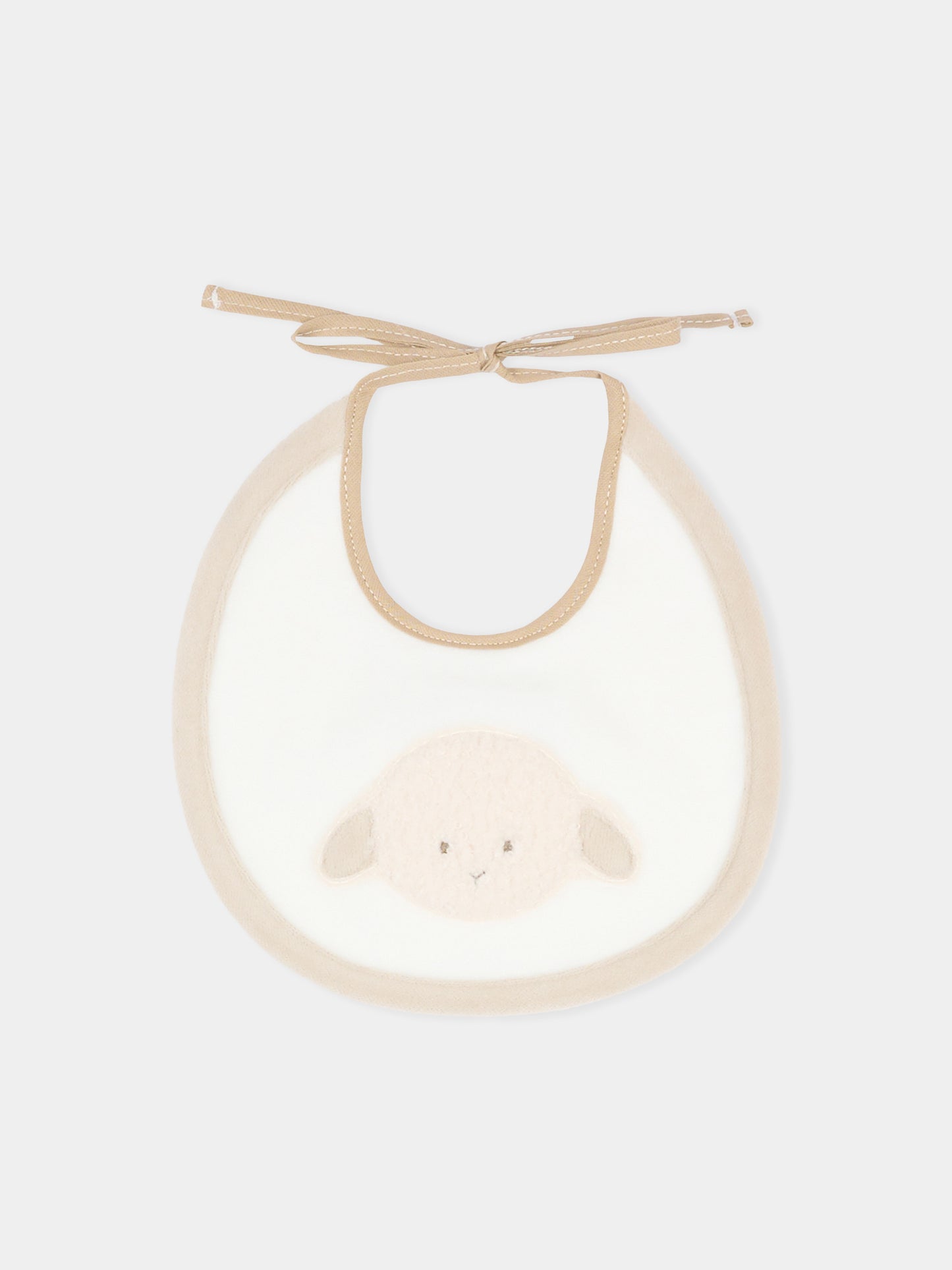 Bavaglino avorio per neonati con agnellino,Le Boo Beebè,CBB011 21