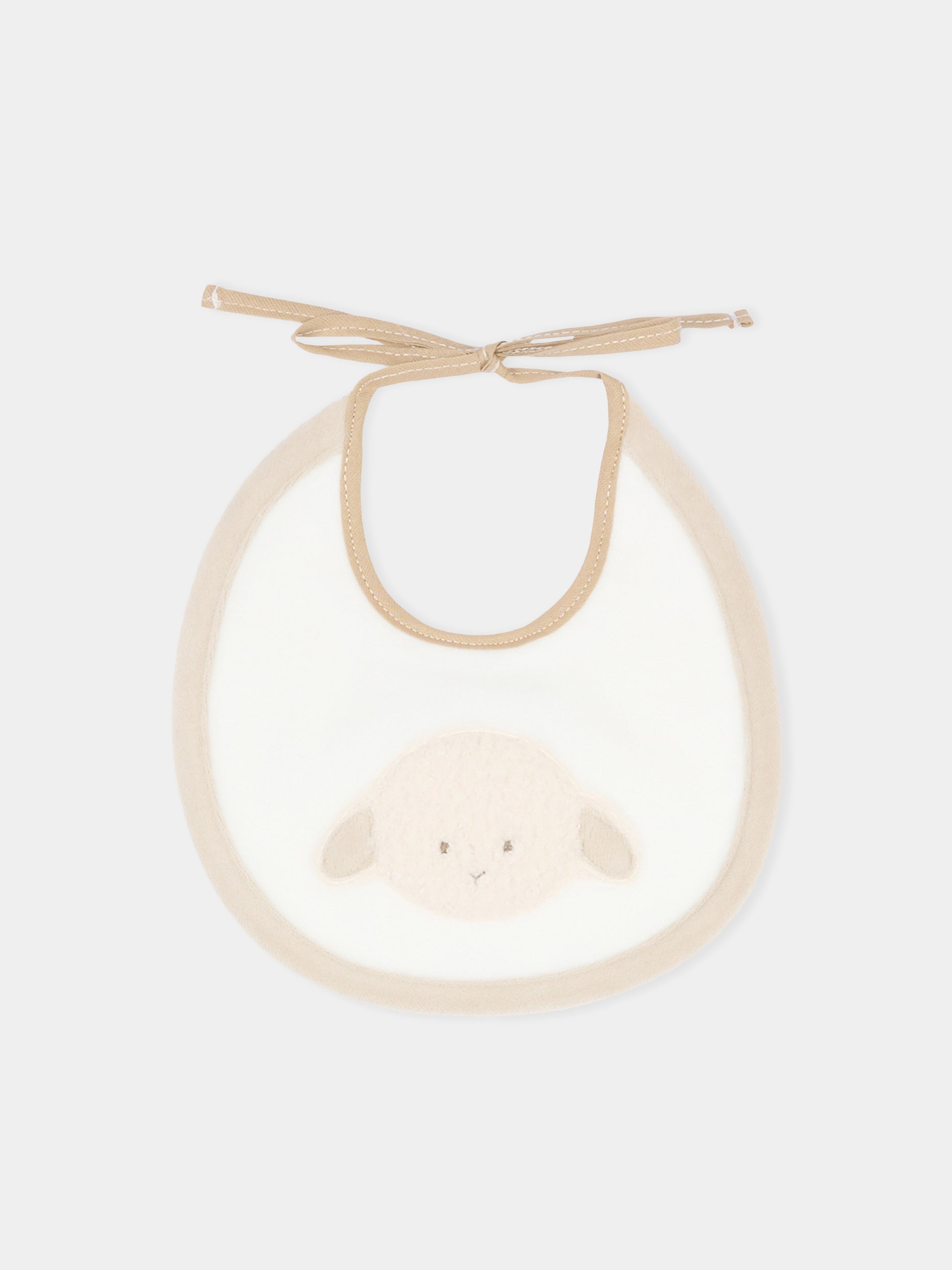 Bavaglino avorio per neonati con agnellino,Le Boo Beebè,CBB011 21
