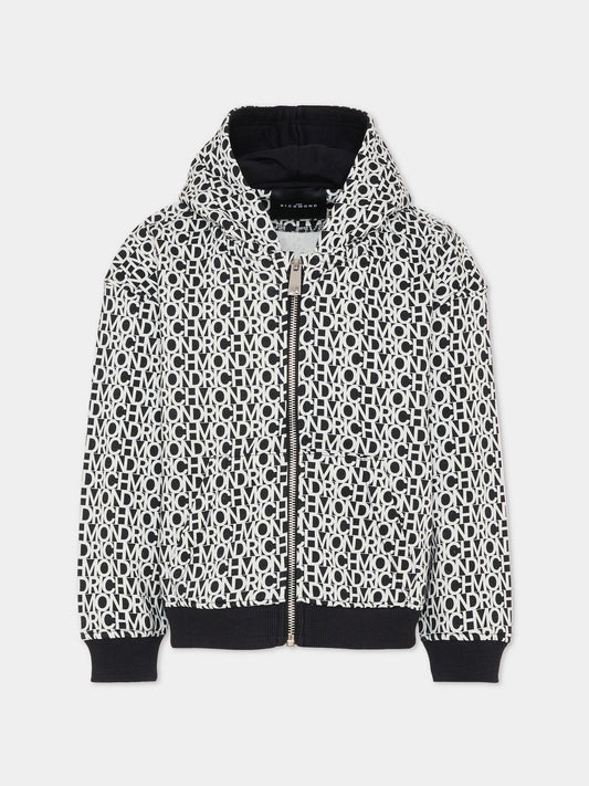 Felpa nera per bambino con logo,Richmond,RBA25045FE LETTERING