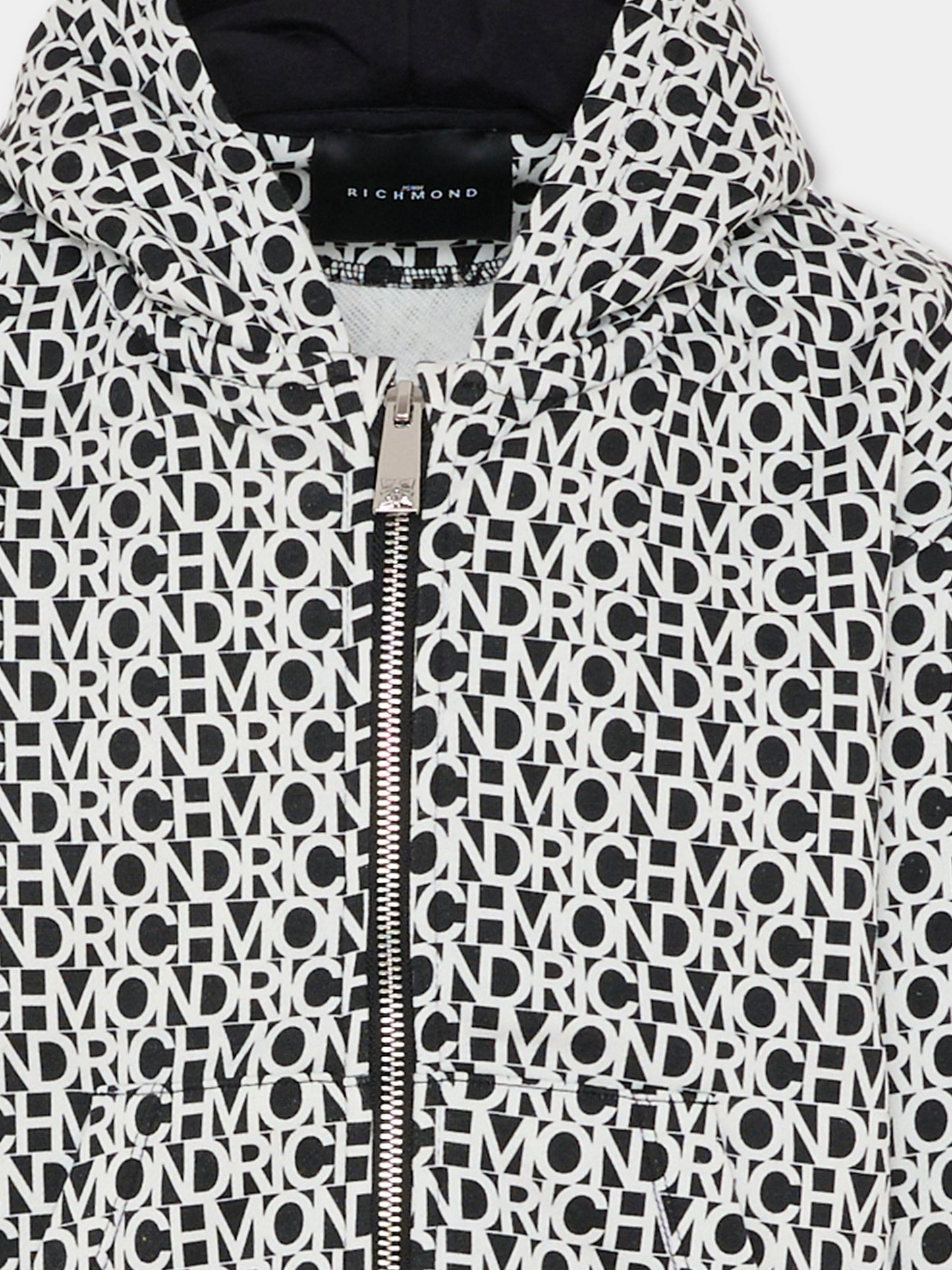 Felpa nera per bambino con logo,Richmond,RBA25045FE LETTERING