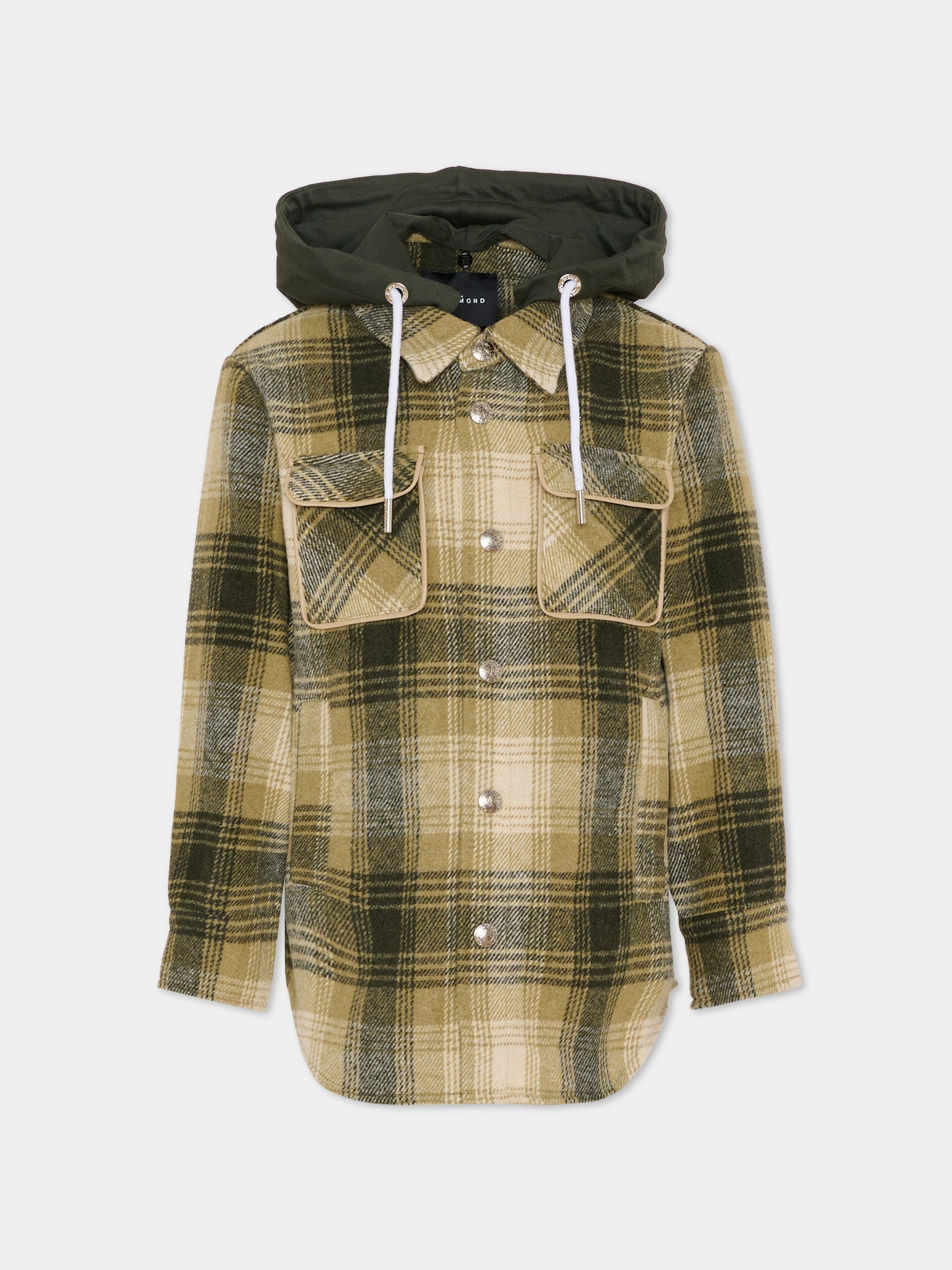 Camicia verde per bambino con logo,Richmond,RBA25067CA GREEN TARTAN