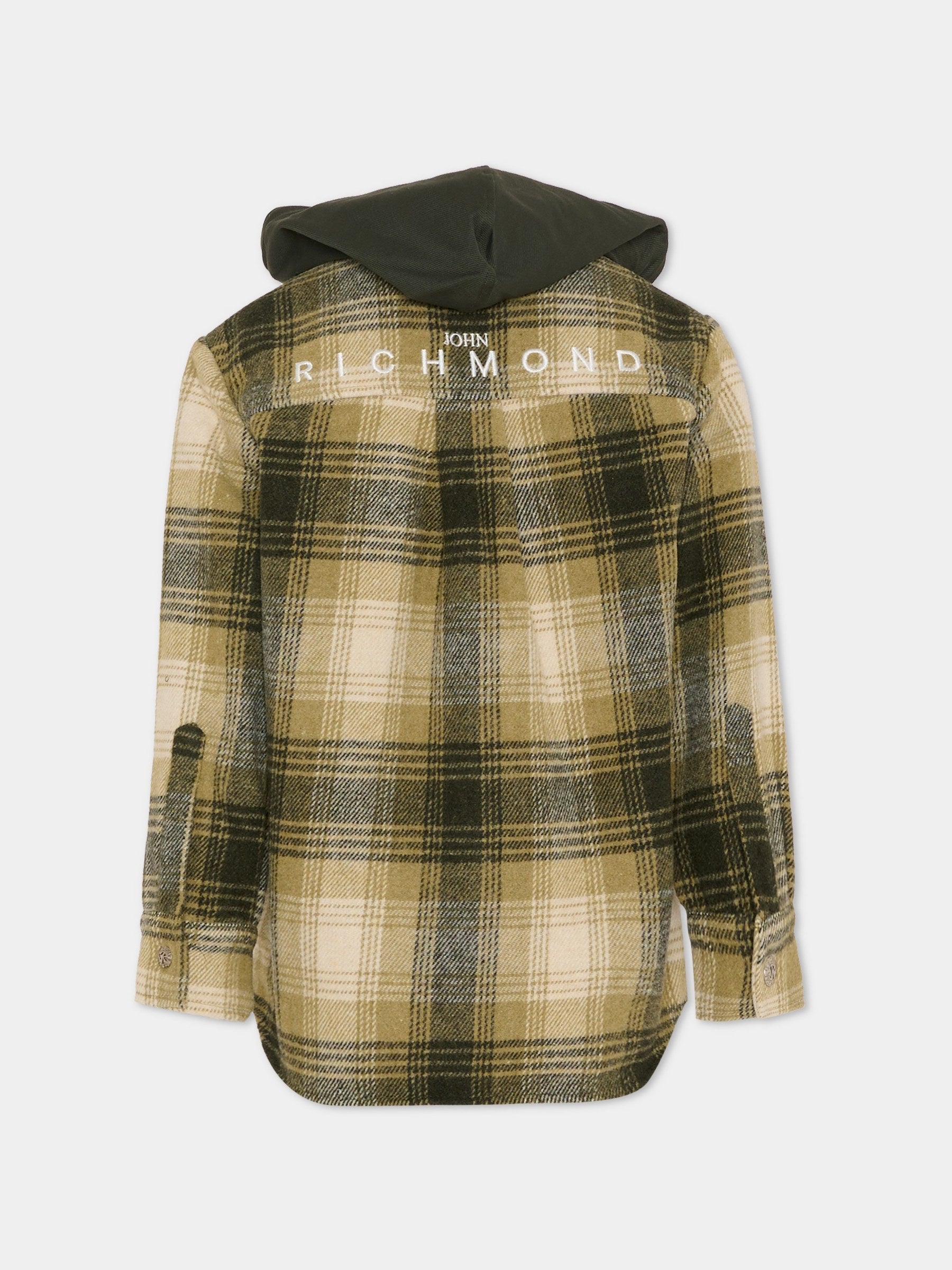 Camicia verde per bambino con logo,Richmond,RBA25067CA GREEN TARTAN