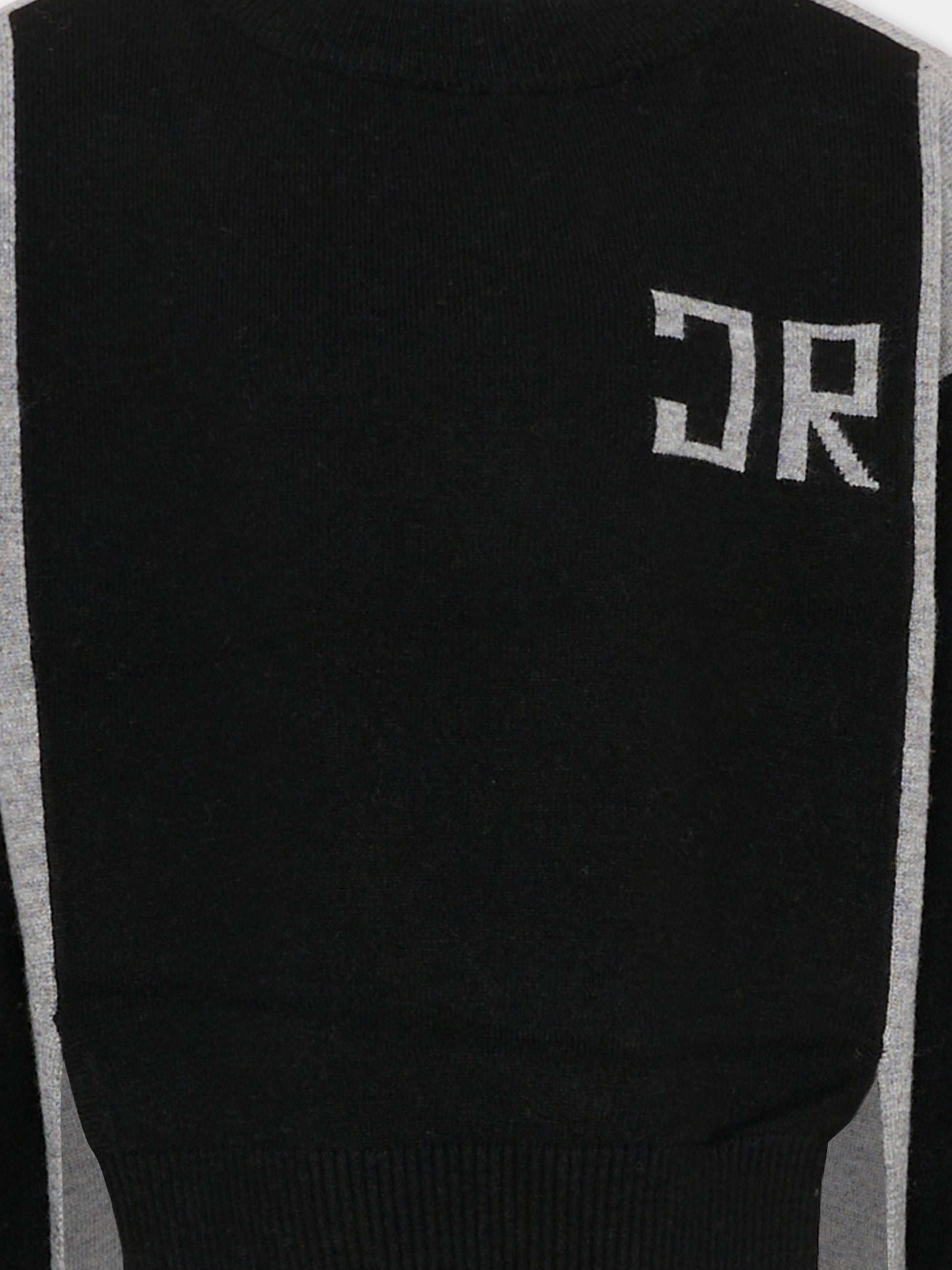 Maglione nero per bambino con logo grigio,Richmond,RBA25101MA GREY STEEL