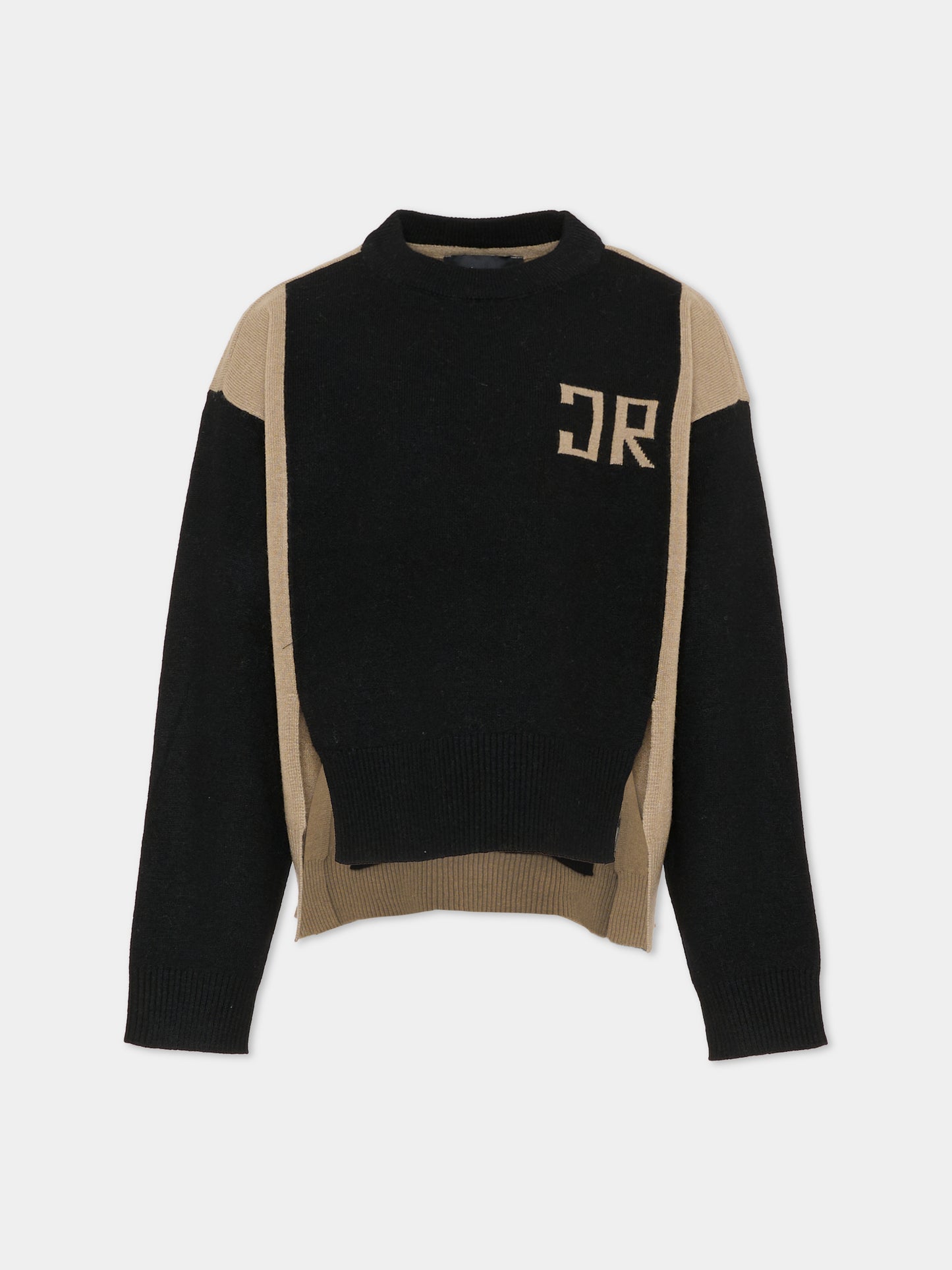 Maglione nero per bambino con logo beige,Richmond,RBA25101MA TRENCH COAT