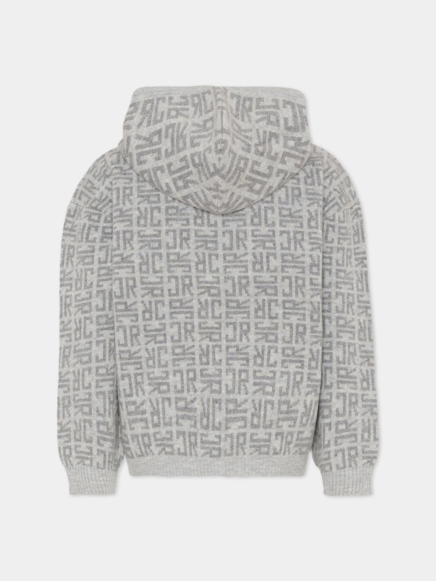 Cardigan grigio per bambino con logo,Richmond,RBA25111MA JR MONOGRAM GREY