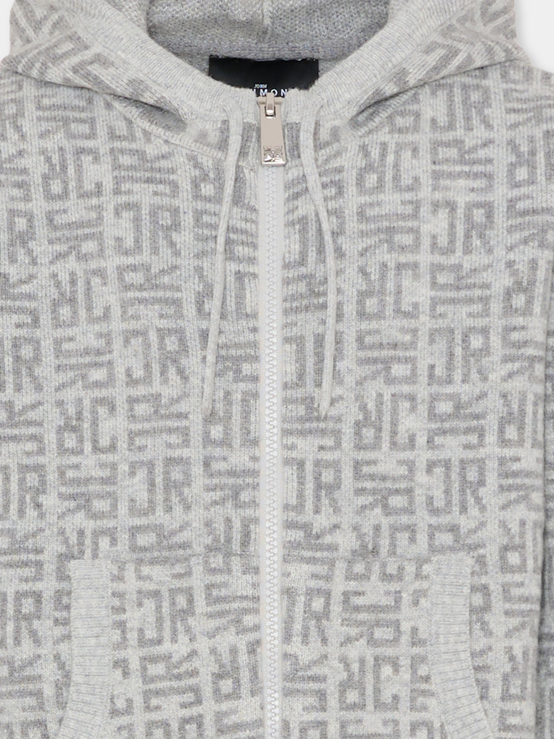 Cardigan grigio per bambino con logo,Richmond,RBA25111MA JR MONOGRAM GREY
