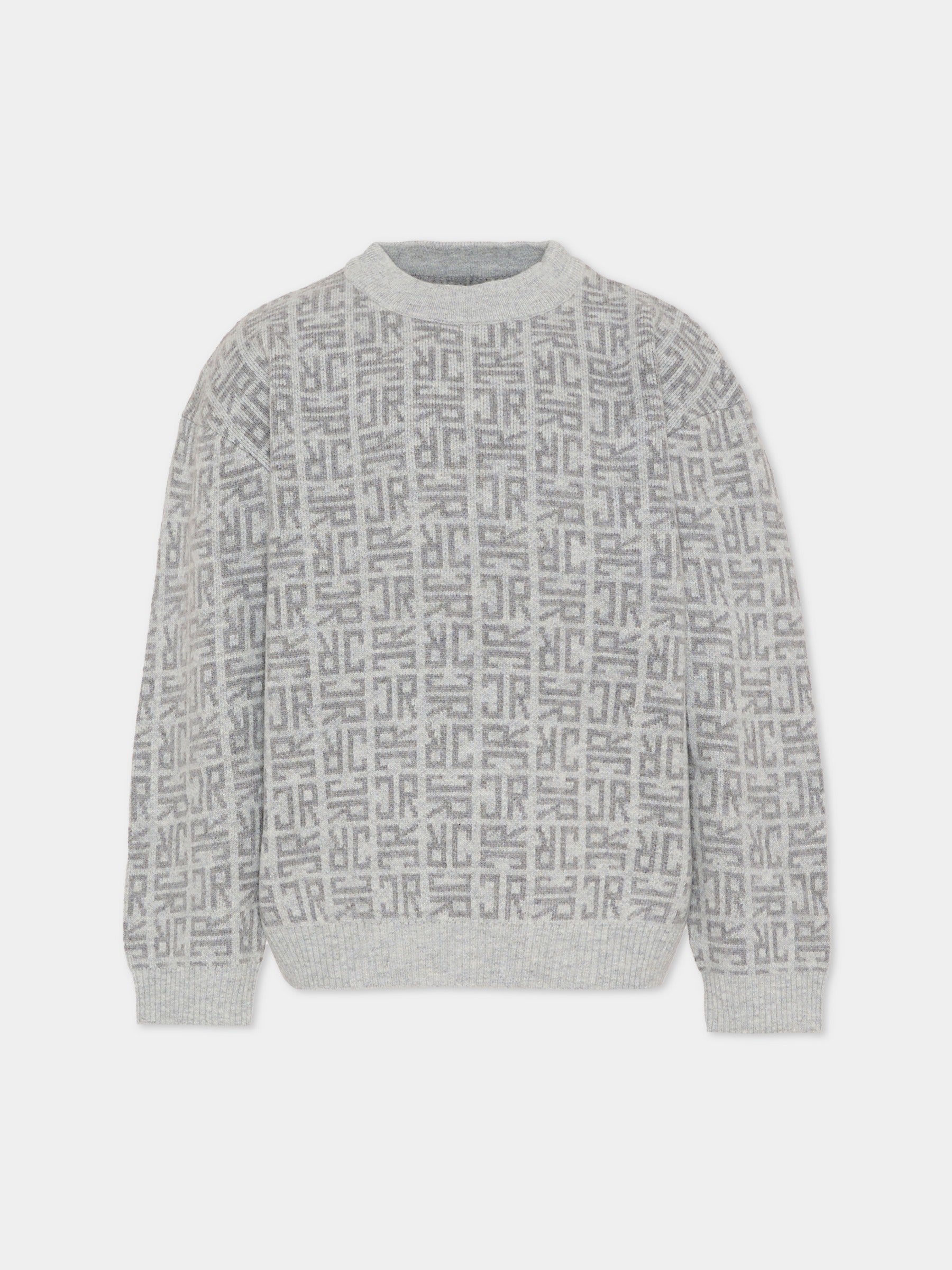 Maglione grigio per bambino con logo,Richmond,RBA25112MA JR MONOGRAM GREY