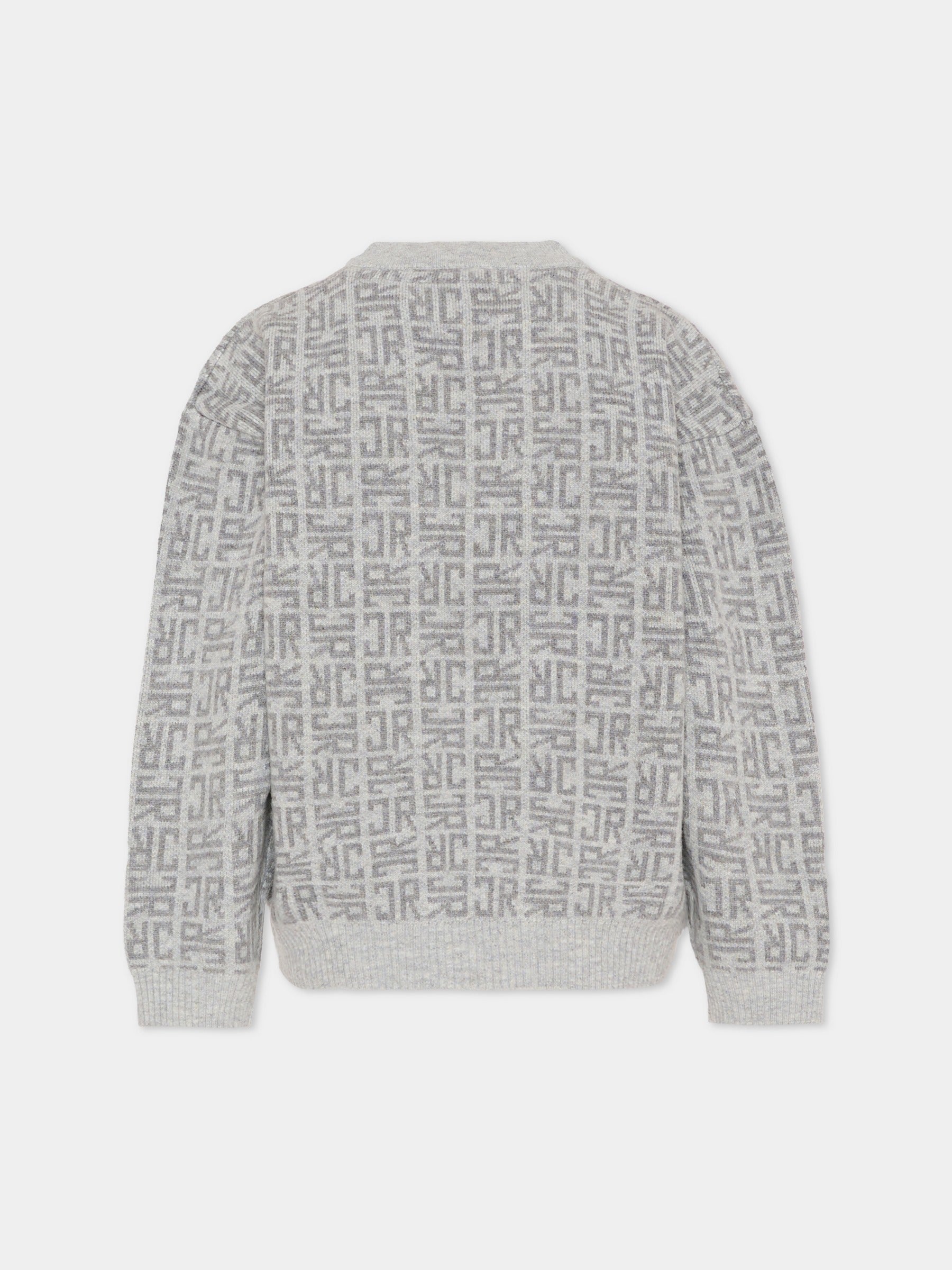 Maglione grigio per bambino con logo,Richmond,RBA25112MA JR MONOGRAM GREY