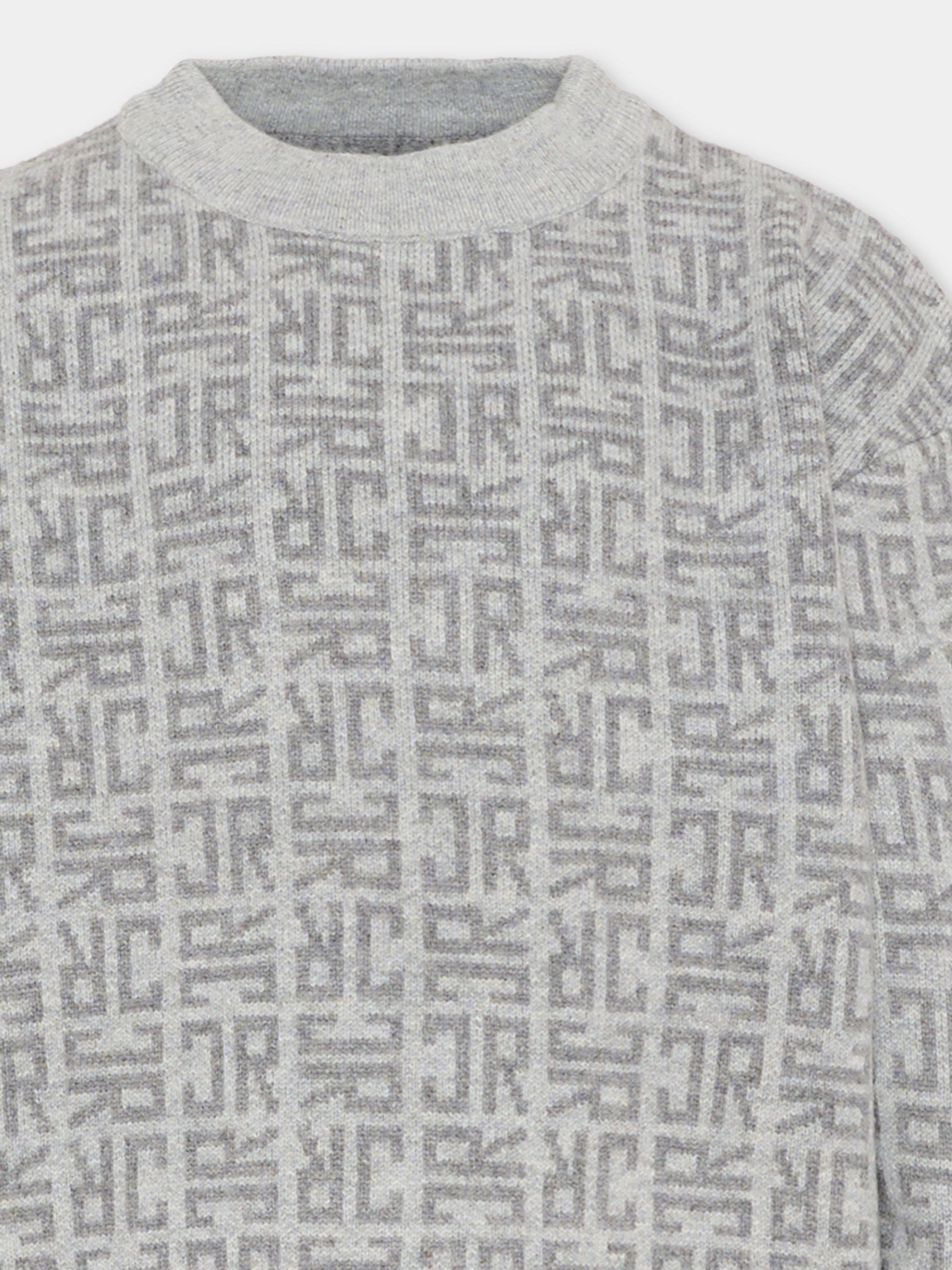 Maglione grigio per bambino con logo,Richmond,RBA25112MA JR MONOGRAM GREY