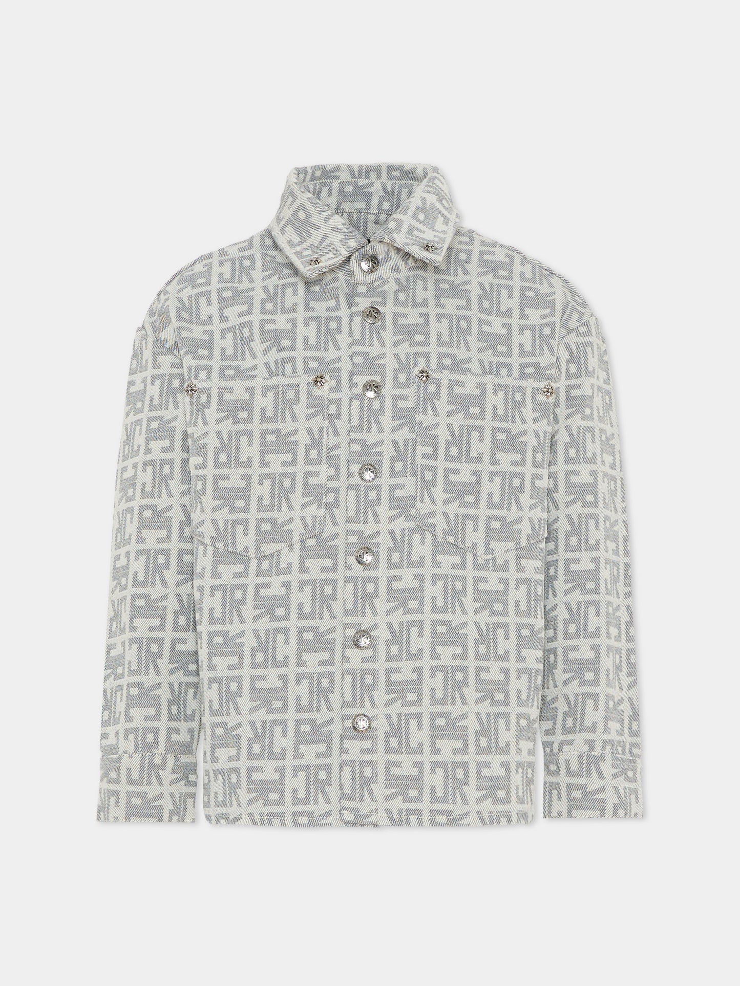 Camicia grigia per bambino con logo,Richmond,RBA25133CA JR MONOGRAM GREY