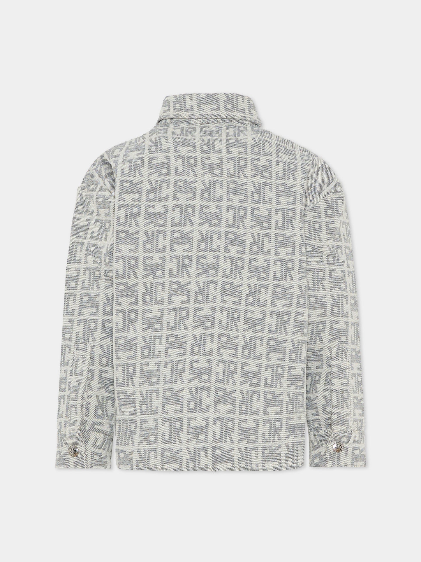 Camicia grigia per bambino con logo,Richmond,RBA25133CA JR MONOGRAM GREY