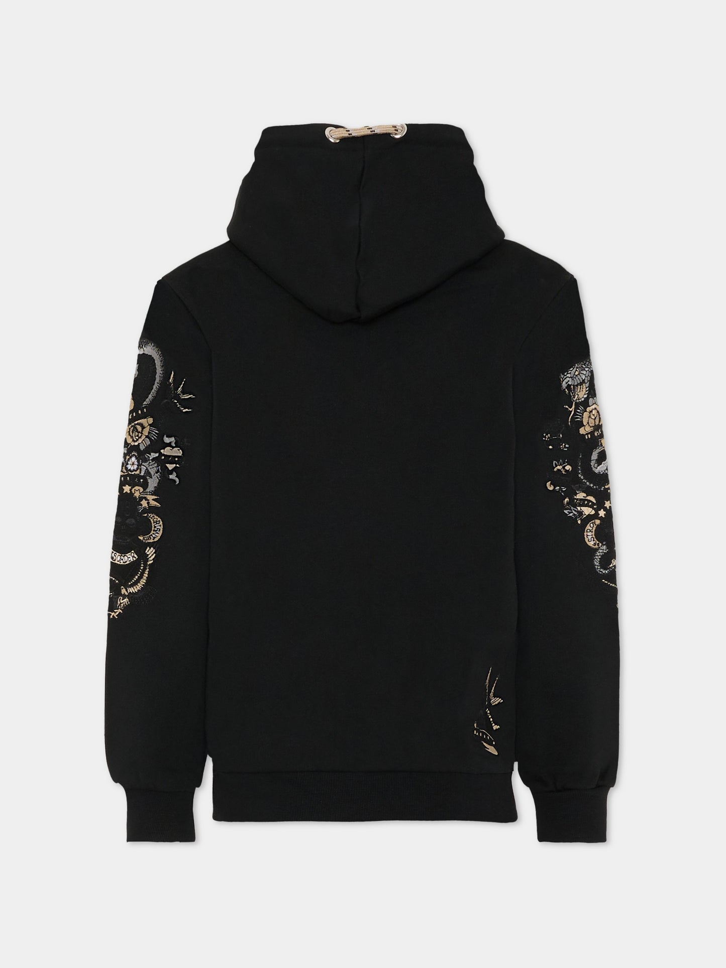 Felpa nera per bambino con logo e ricami,Richmond,RBA25142FE BLACK