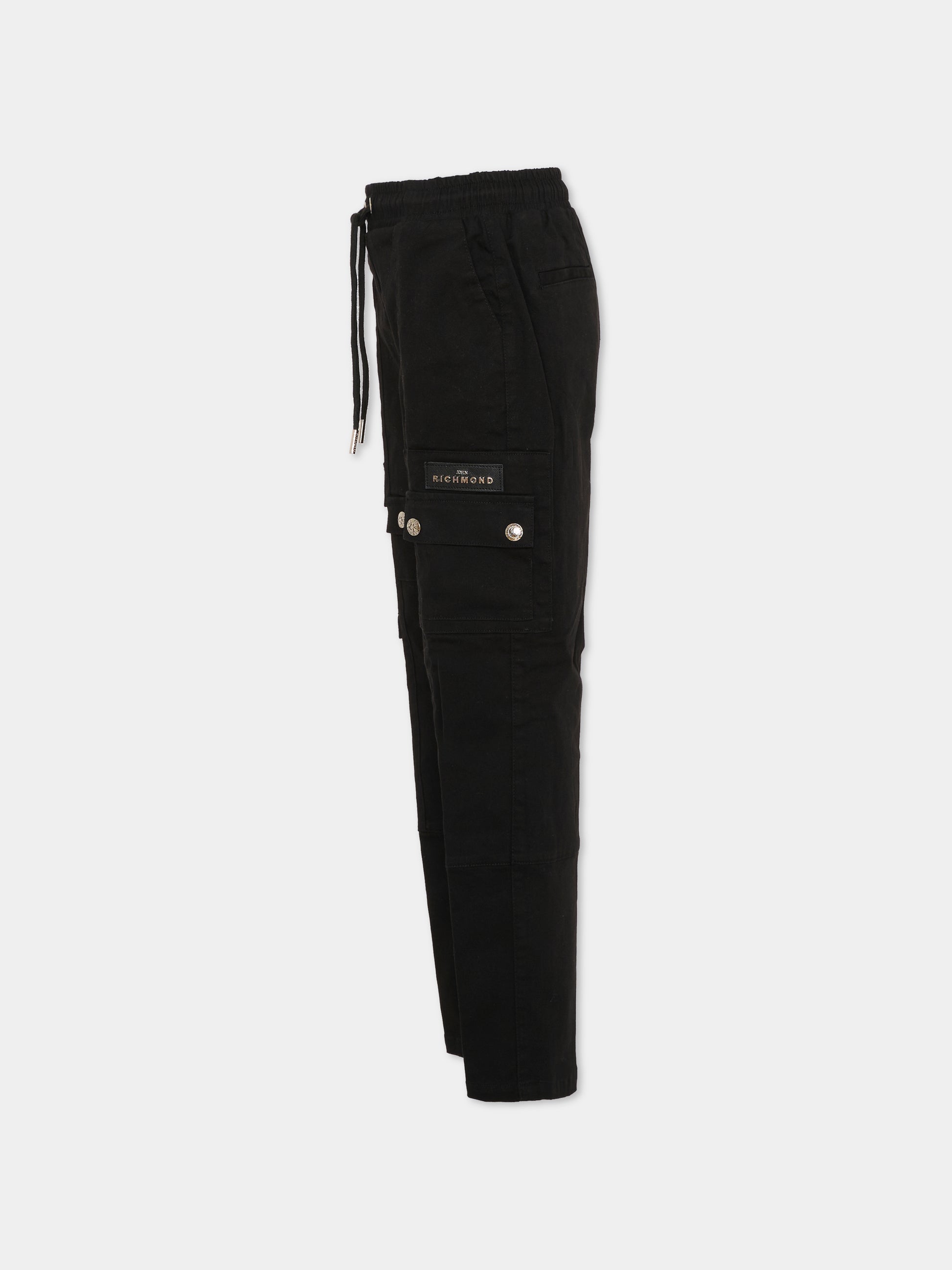 Pantaloni neri pe bambino con logo,Richmond,RBA25148PA BLACK