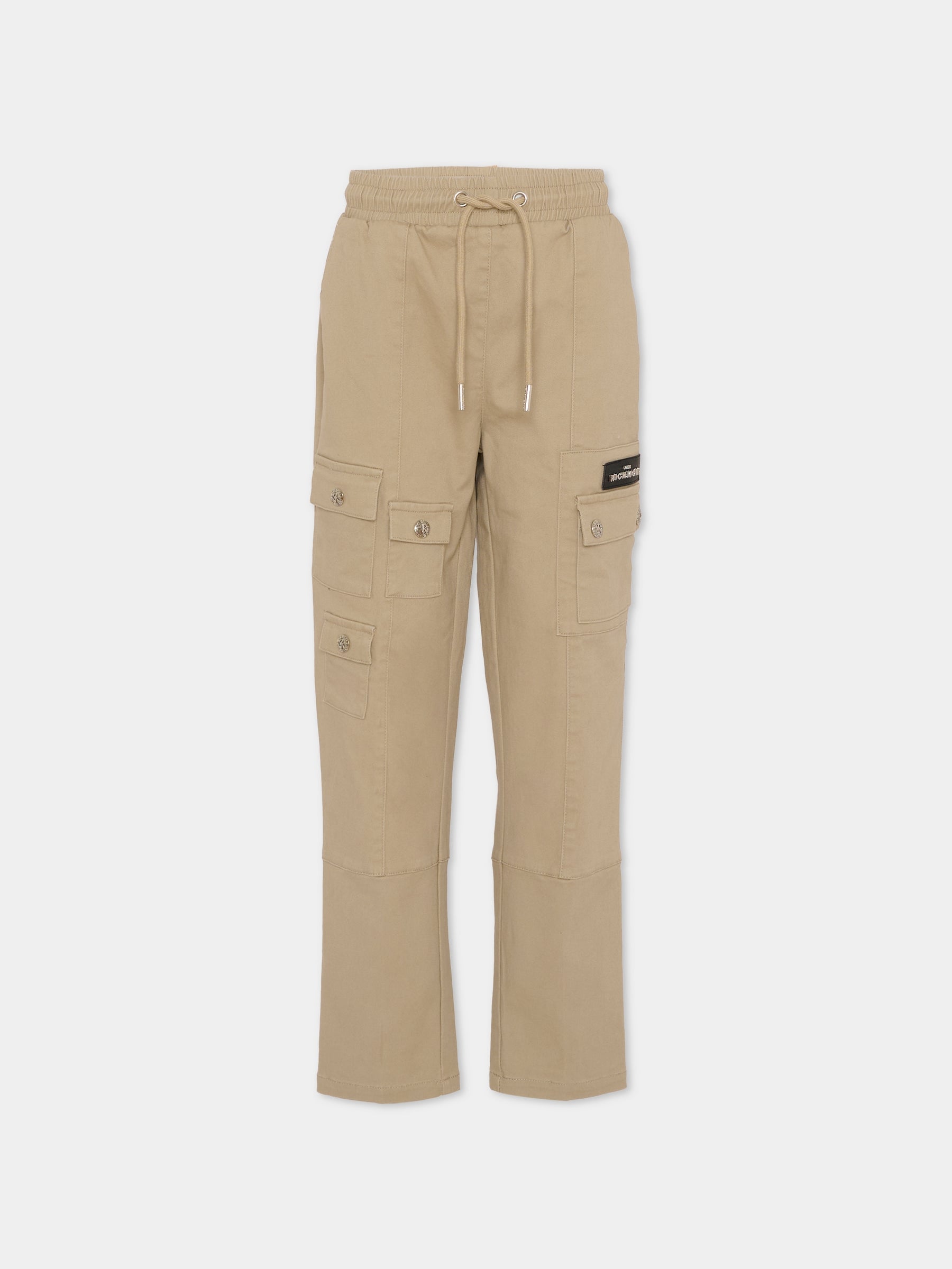 Pantaloni beige pe bambino con logo,Richmond,RBA25148PA TRENCH COAT