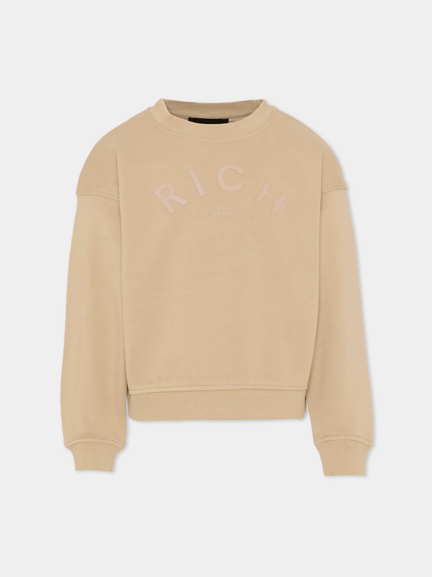 Felpa beige per bambini con logo,Richmond,RBA25237FE TRENCH COAT