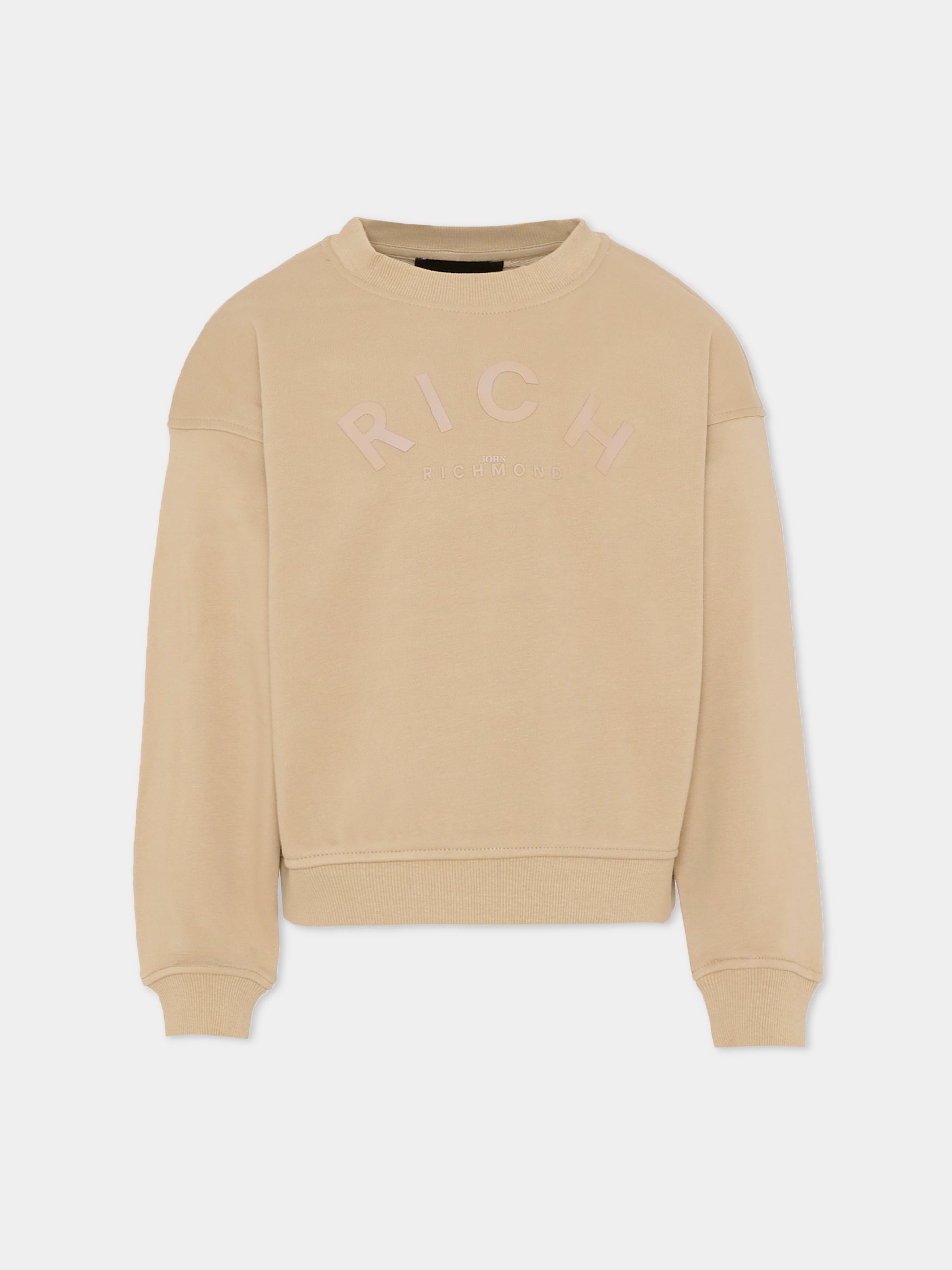 Felpa beige per bambini con logo,Richmond,RBA25237FE TRENCH COAT