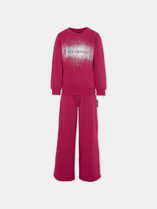 Completo rosso per bambina con logo,Richmond,RGA25007CF RED PLUM