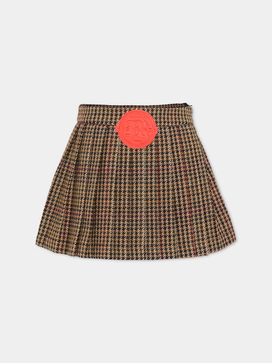 Gonna multicolor per bambina con logo,Richmond,RGA25120GO P.D.POULE-EGGPLANT