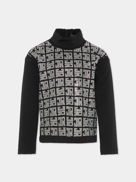 Dolcevita nero per bambina con logo,Richmond,RGA25181TS BLACK