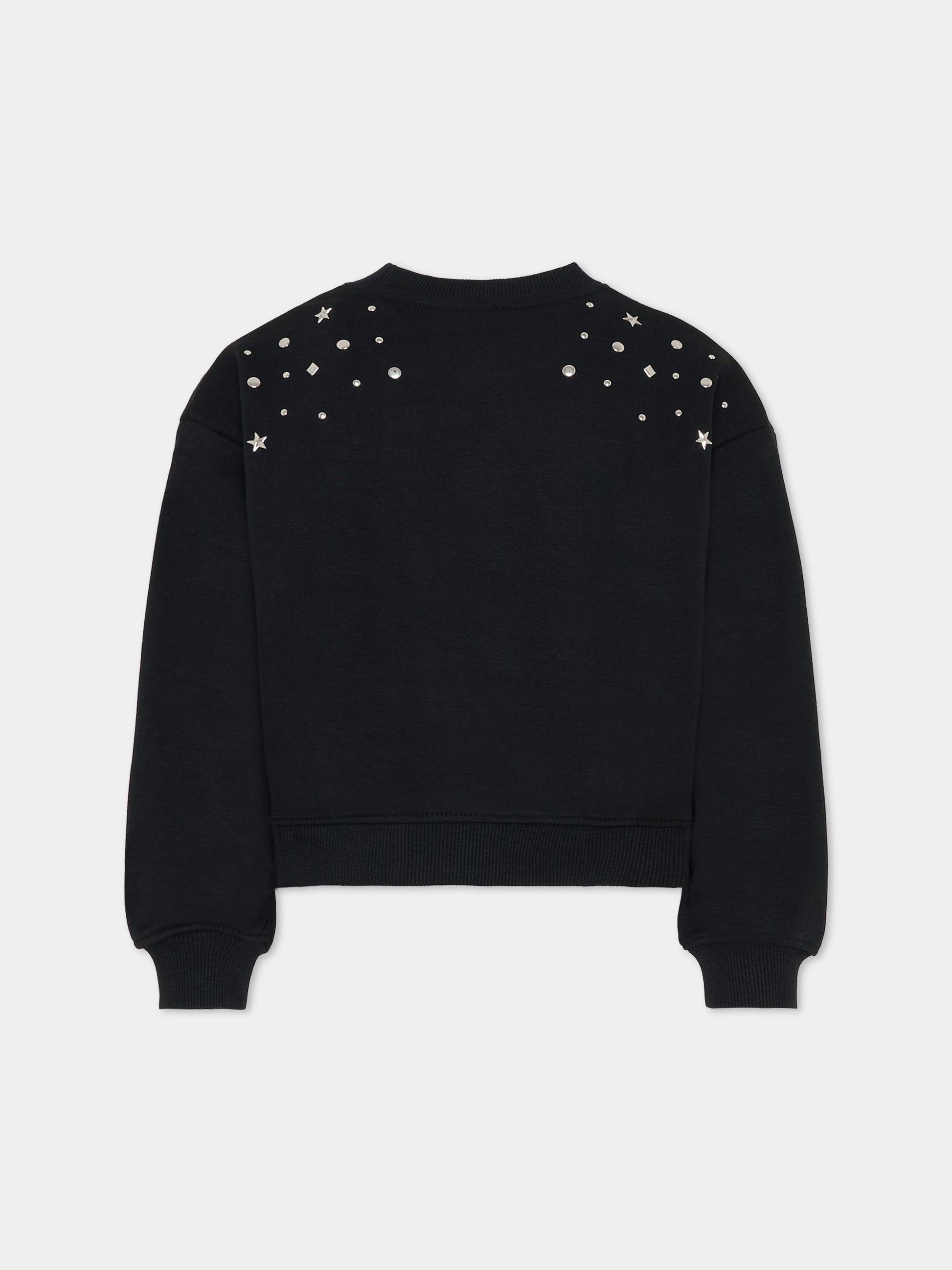 Felpa nera per bambina con borchie,Richmond,RGA25198FE BLACK