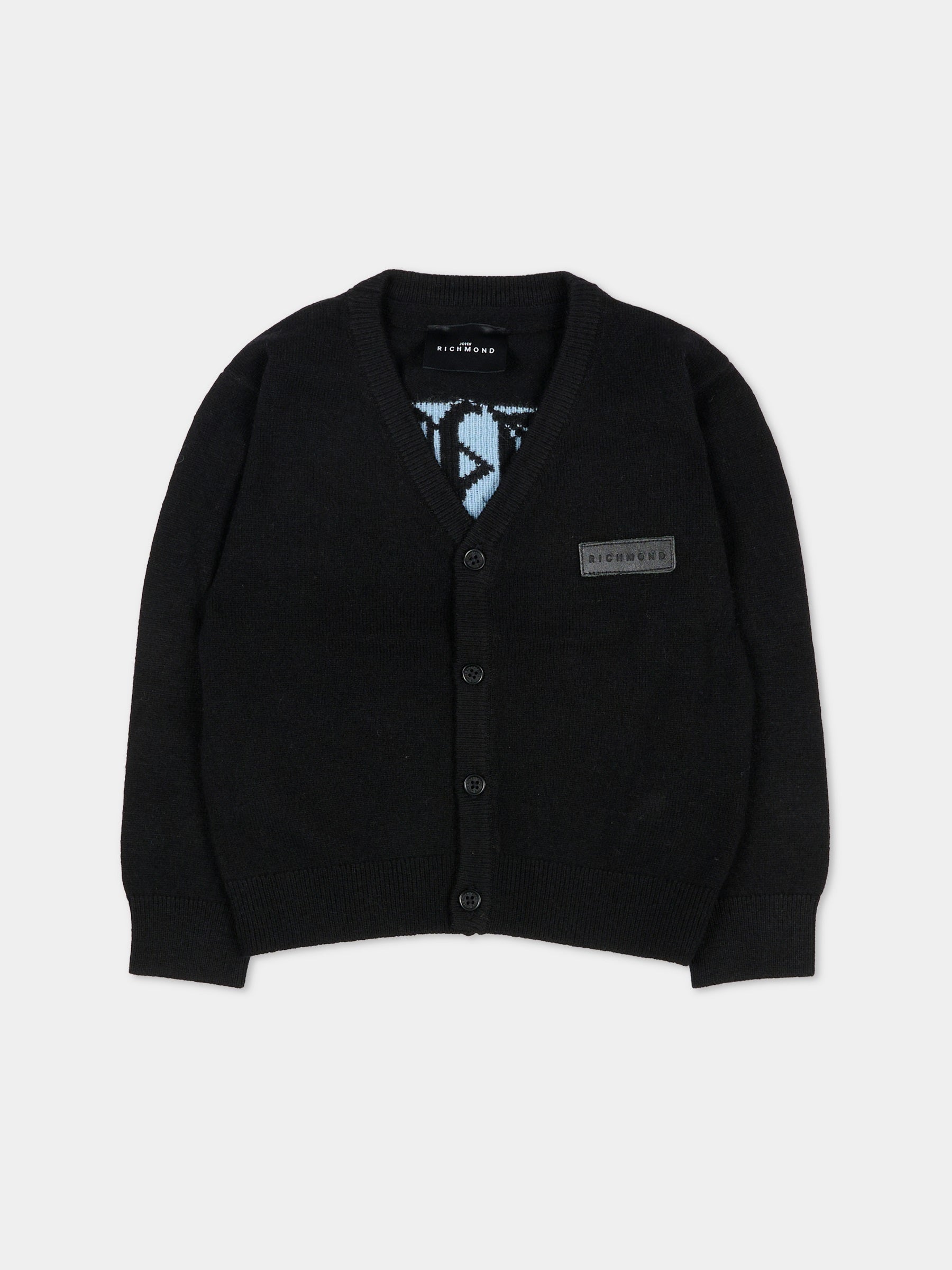 Cardigan nero per neonato con logo,Richmond,RIA25010CD BLACK